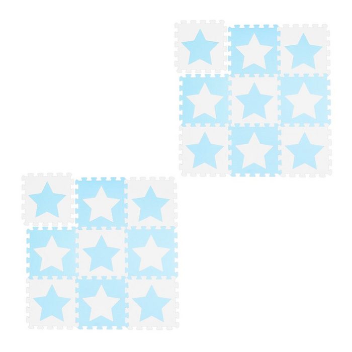 relaxdays Spielmatte 18 x Puzzlematte Sterne weiß-blau