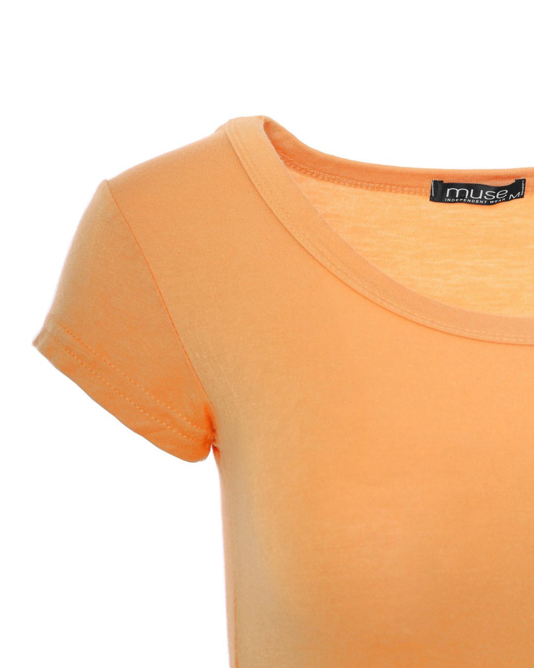 Skinny Muse Kurzarm 1001 Fit apricot T-Shirt Basic T-Shirt