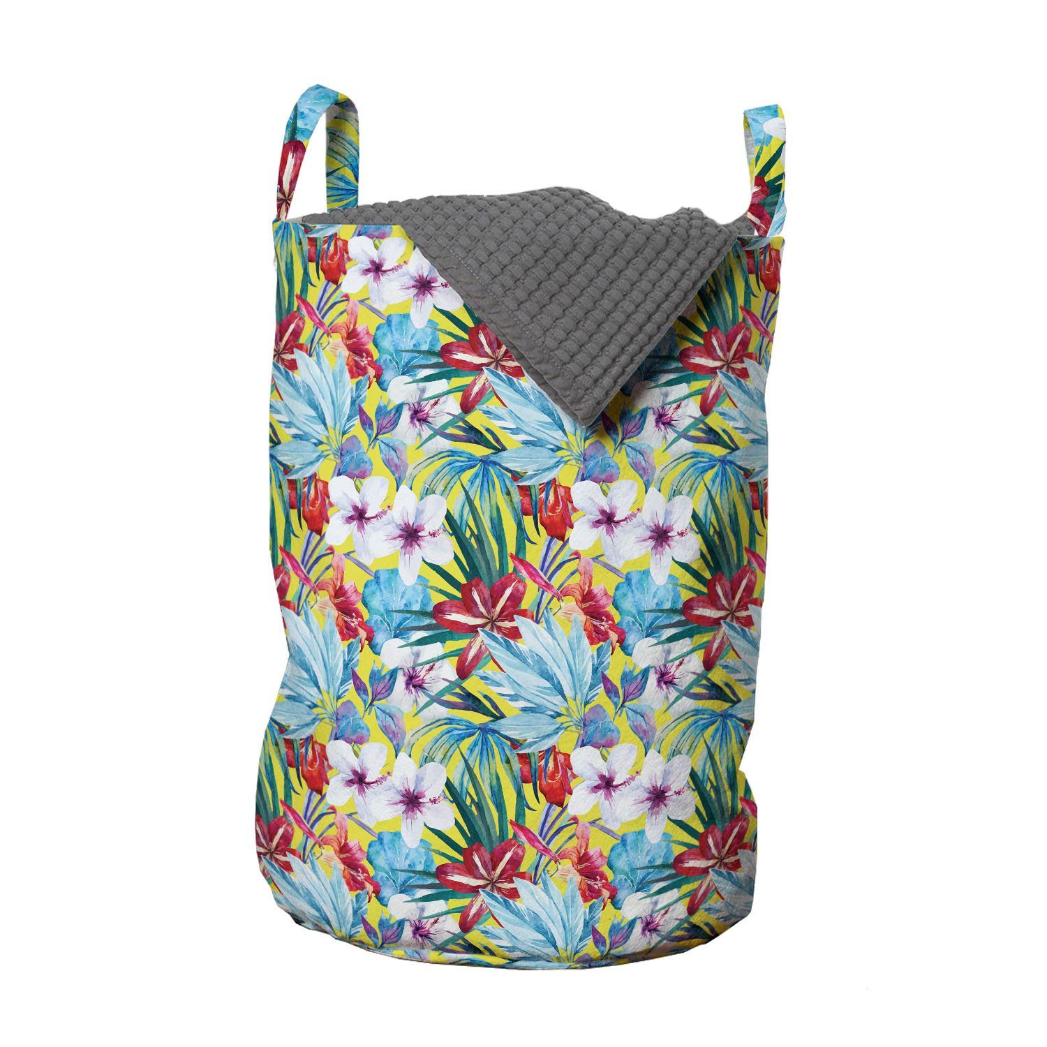 Abakuhaus Wäschesäckchen Wäschekorb mit Griffen Kordelzugverschluss für Waschsalons, Blumen Tropic Blumen