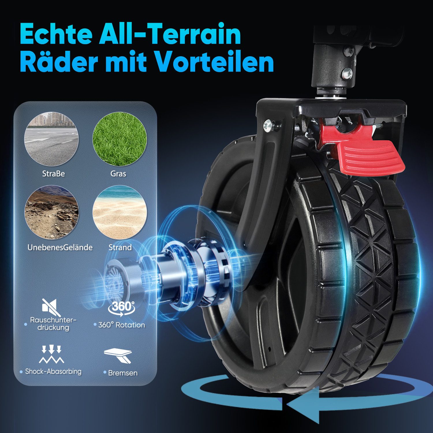 Sekey Bollerwagen Faltbarer Bollerwagen bis 200kg Handwagen Breite Reifen Alle Gelände, Ultrakompakte Faltgröße, mit einer Hand faltbar, 200L 200 KG belastbar