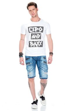 Cipo & Baxx T-Shirt mit glänzendem Foliendruck
