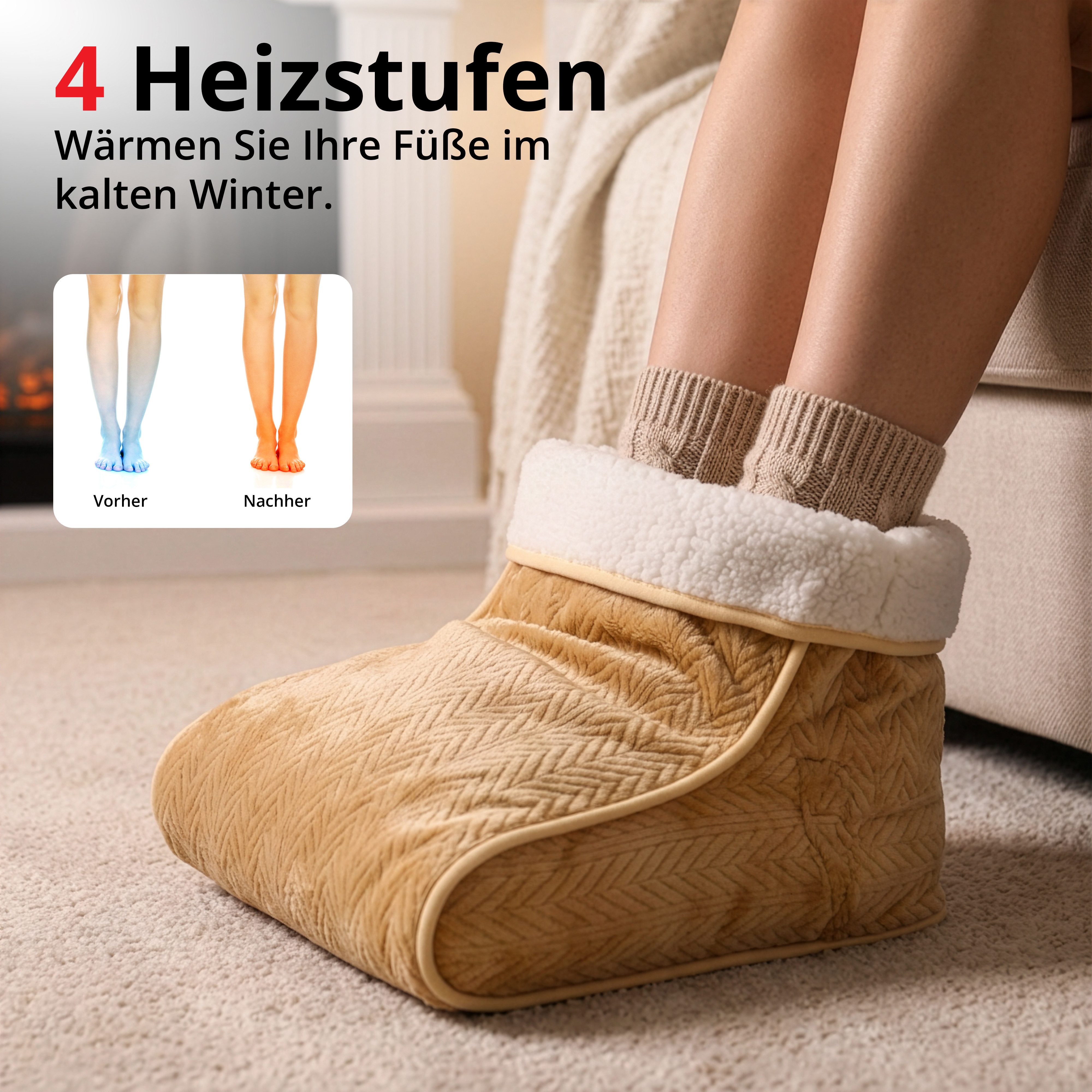 Grafner Elektrofußwärmer Fusswärmer elektrisch Fußsack braun, Innenfutter entnehmbar, waschbar