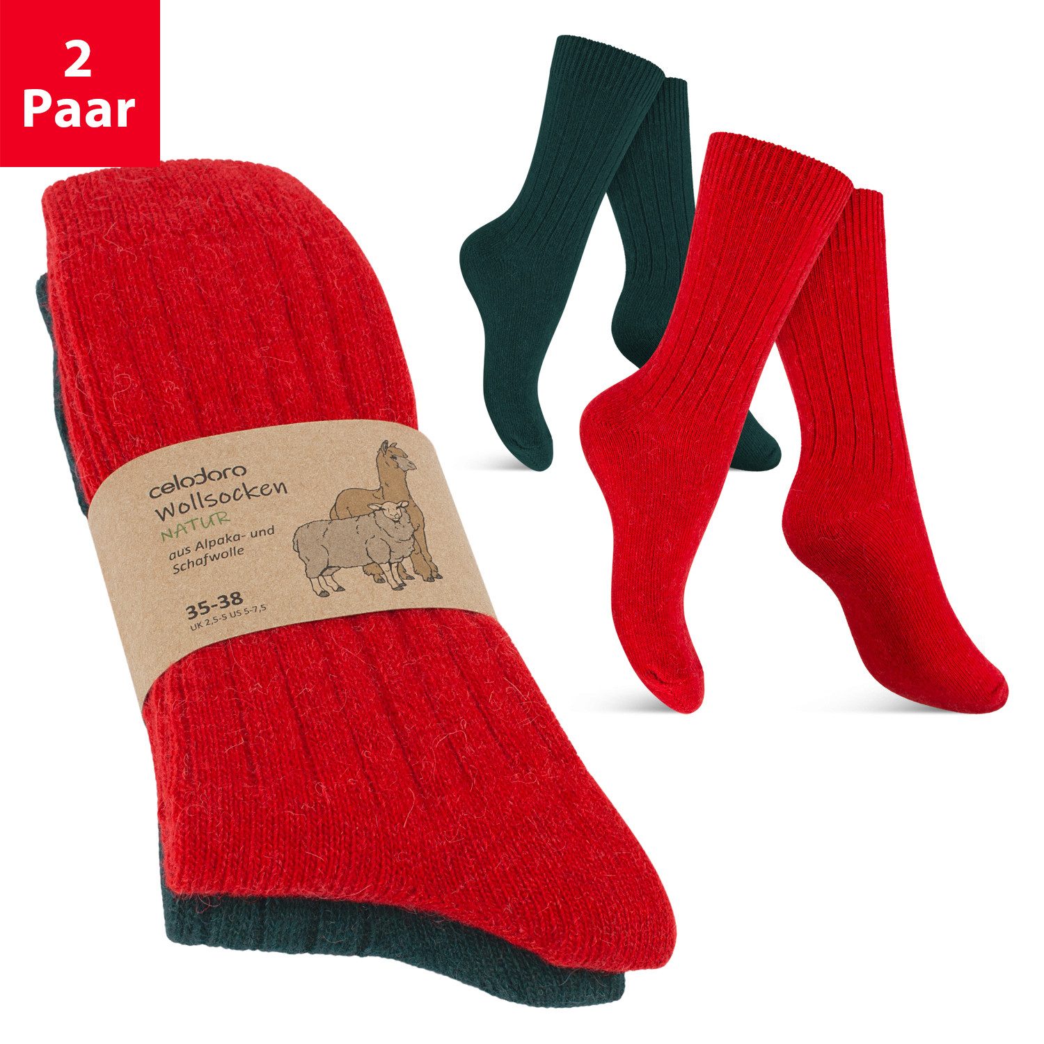 celodoro Freizeitsocken Damen & Herren Wollsocken & Kniestrümpfe mit Alpaka