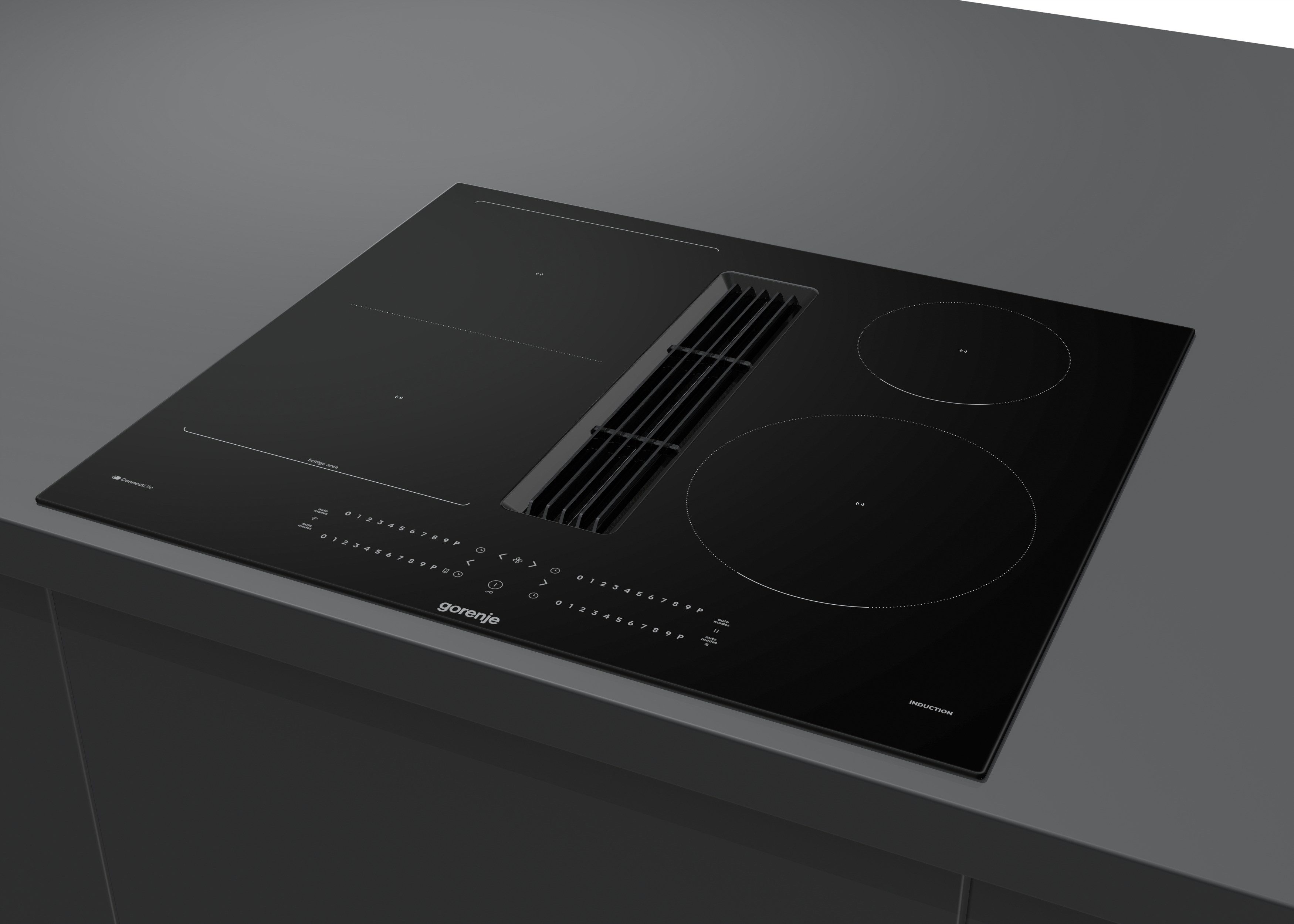 GORENJE Kochfeld mit Dunstabzug GEH6432BSCWF, 60cm Induktionskochfeld mit Dunstabzug