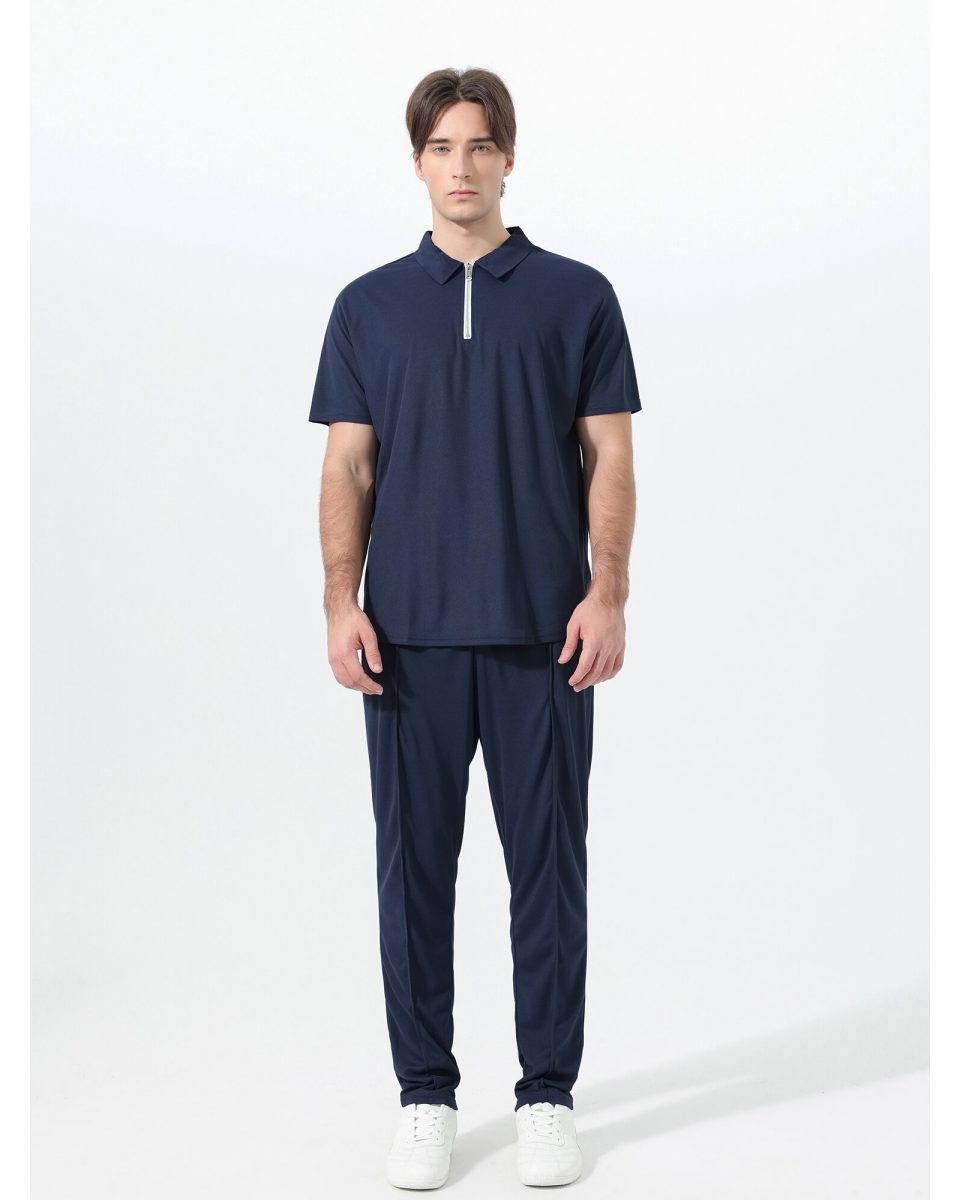 YOUTHUP Sportanzug, Herren Freizeitanzug Poloshirt mit Reißverschluss und Jogginghose