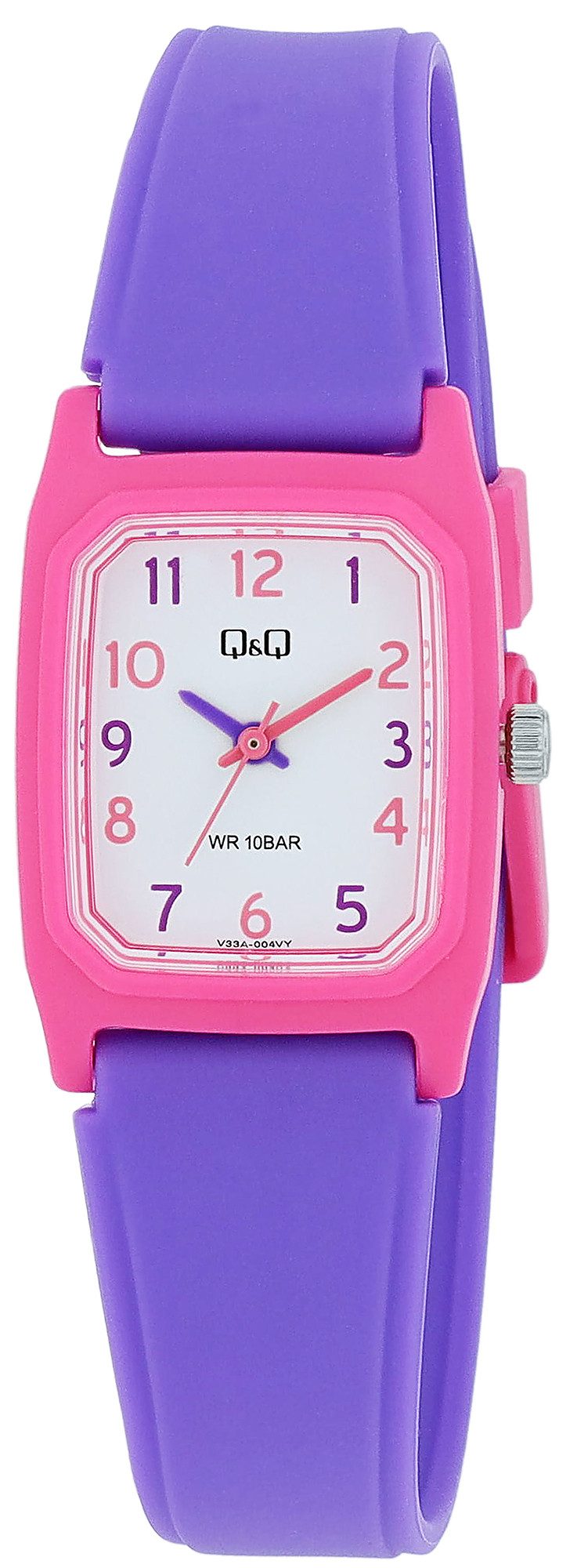 Q&Q Quarzuhr V33A Damenuhr mit Silikonarmband, pink/ lila