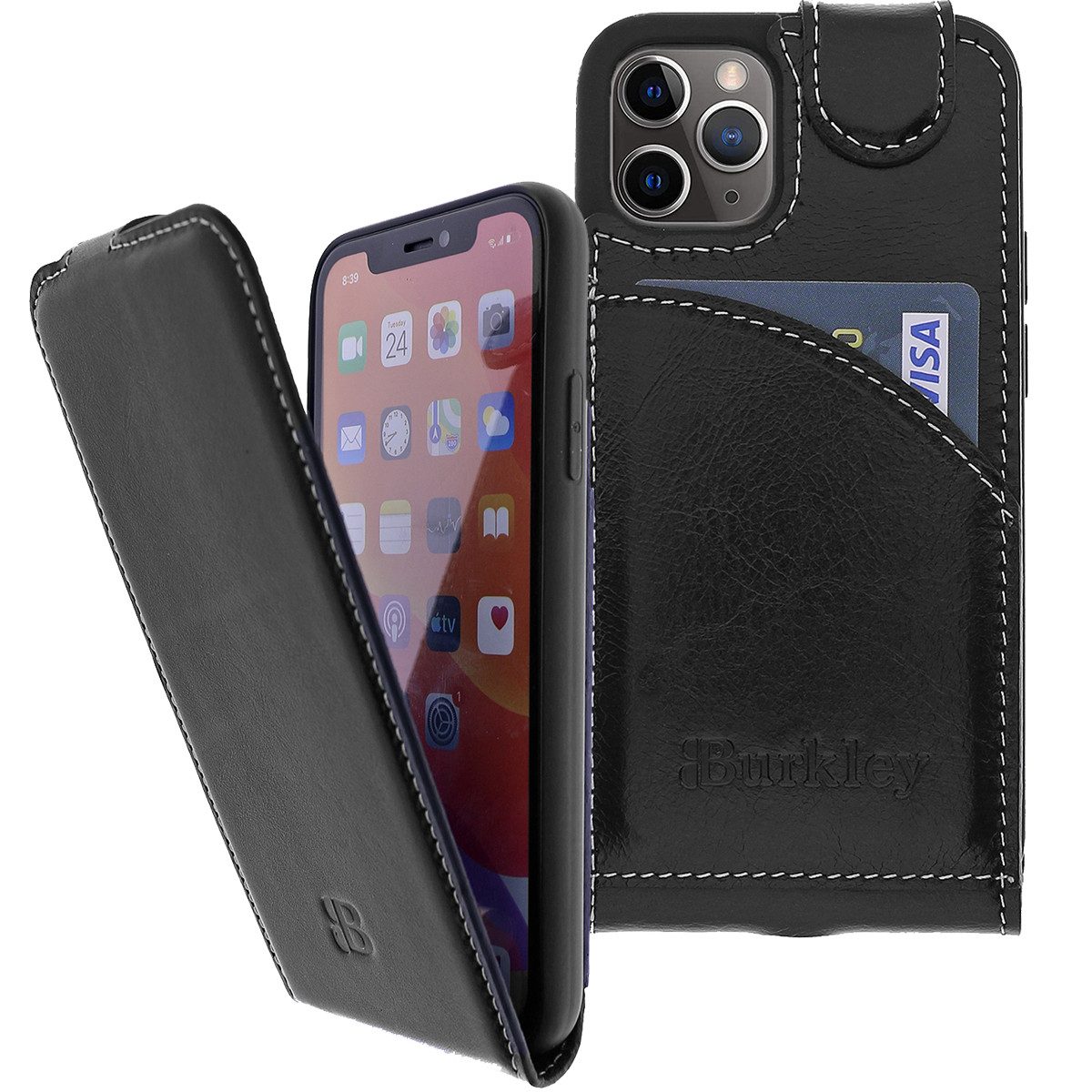 Burkley Flip Case Flip Case für iPhone 14 Plus Handyhülle Klapphülle, Flip Case Lederhülle mit Kartenfach und Magnetverschluss