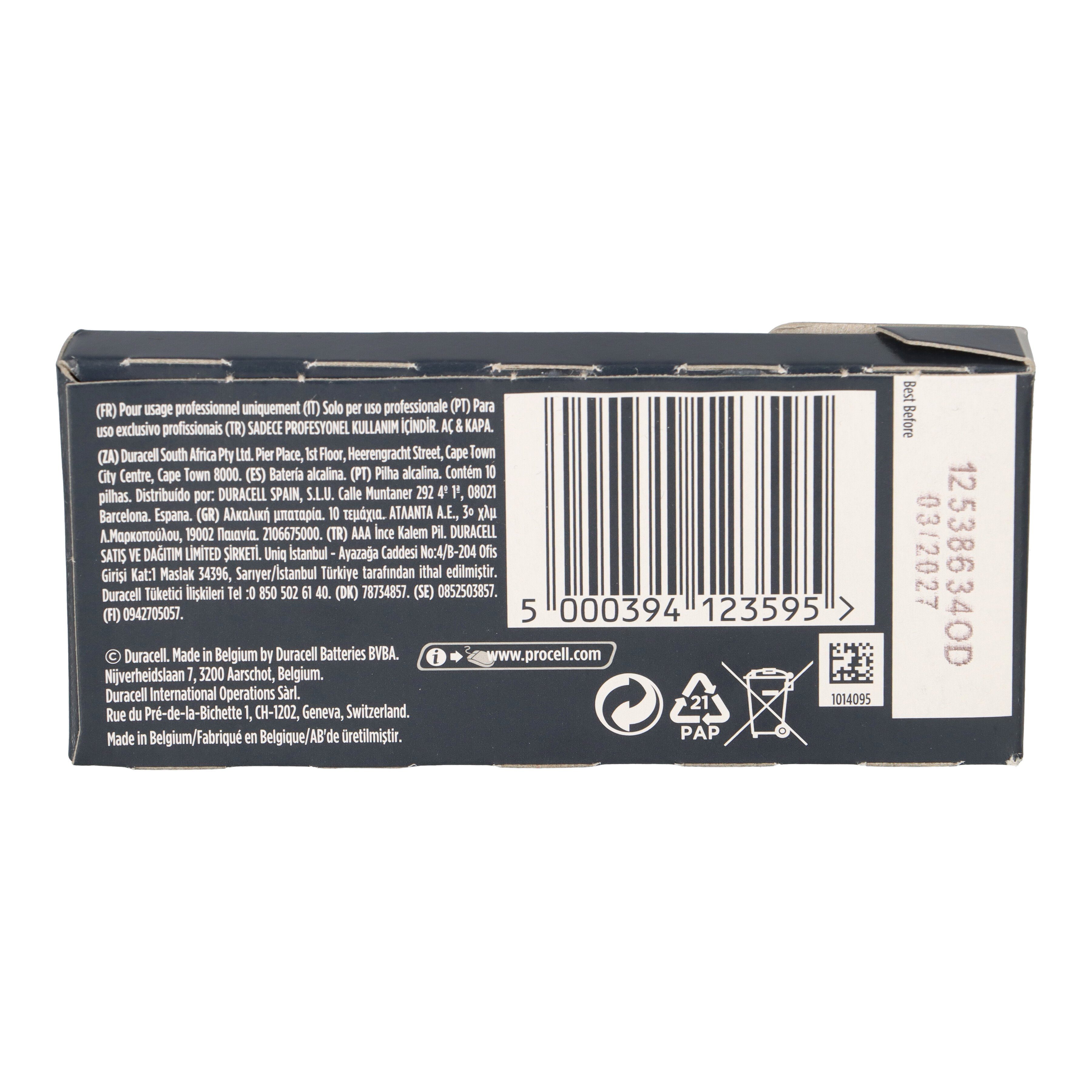 AAA Procell Micro 50x Duracell Batterie MN2400 Batterie
