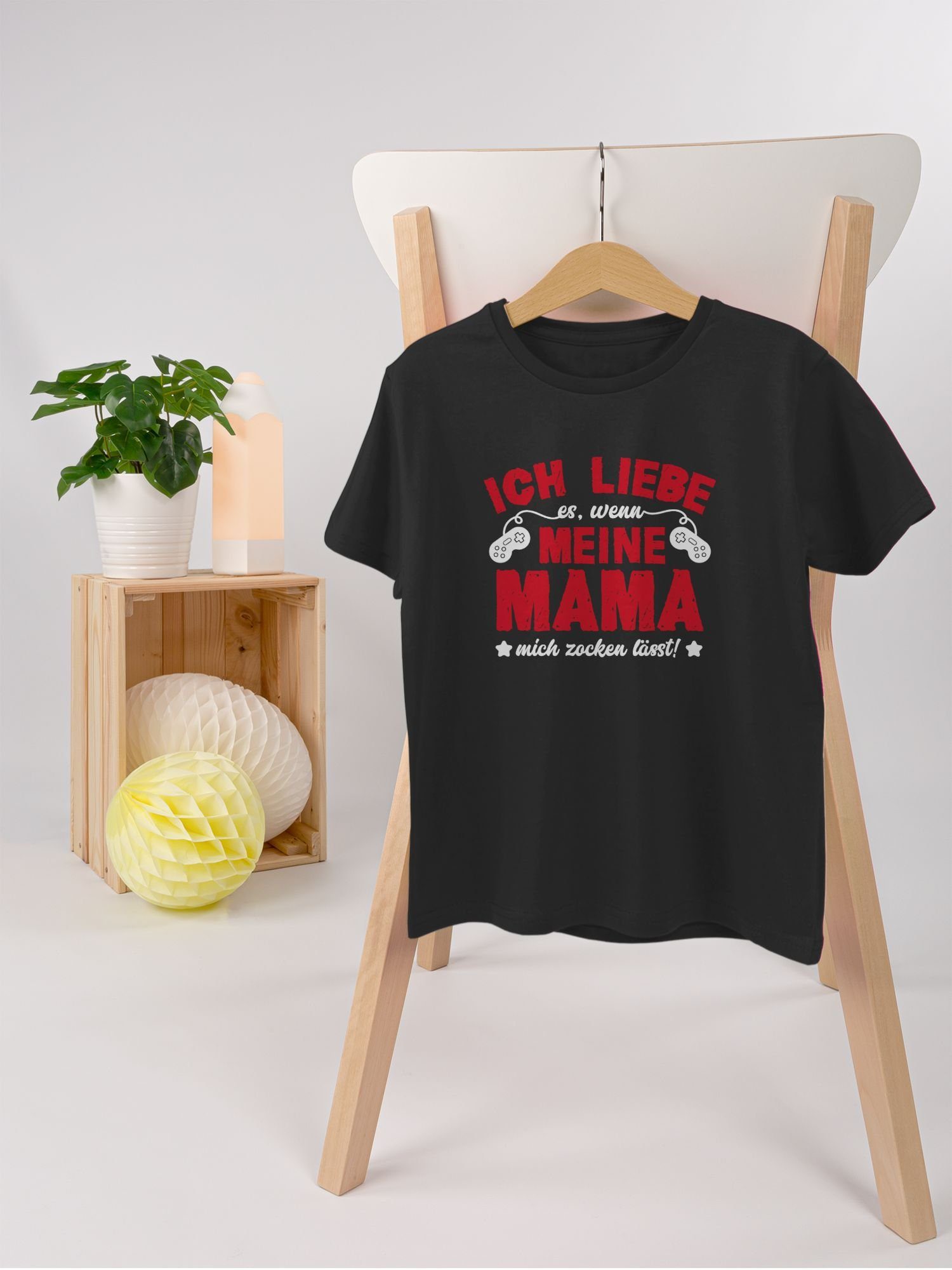 Shirtracer T-Shirt Ich Kinder Schwarz weiß/rot Sprüche Statement Mama liebe - 1 meine