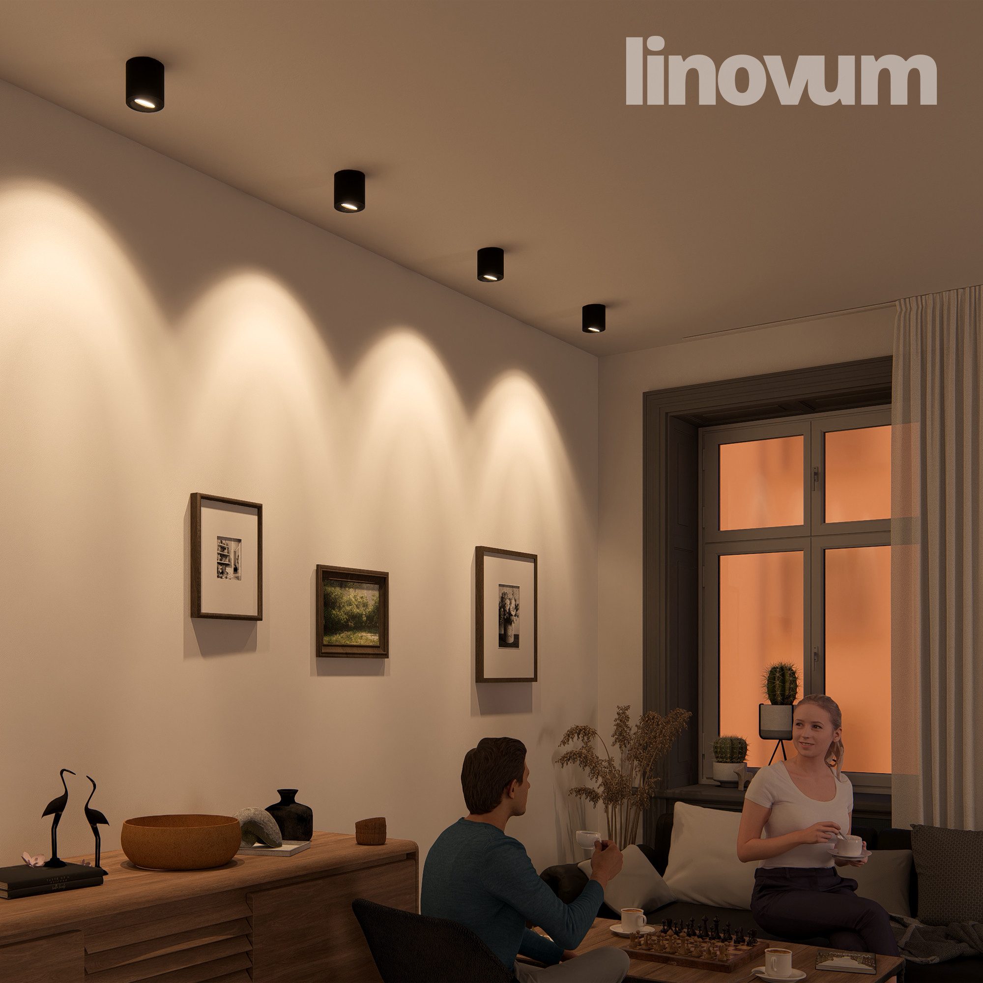 linovum LED Aufbaustrahler Schwenkbare Aufbauleuchten CORI schwarz gebürstet für GU10 Deckenlampe