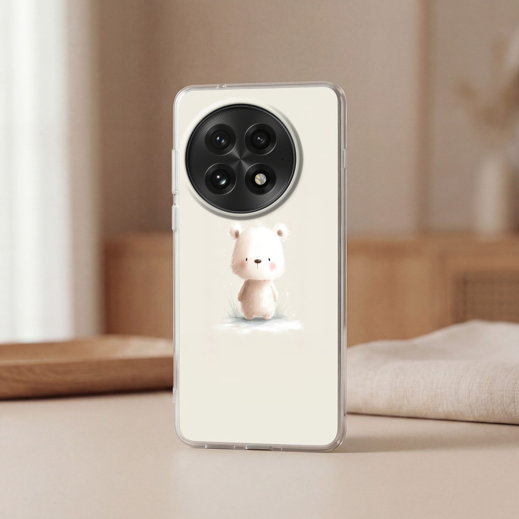 MuchoWow Handyhülle für OnePlus 13 Bär - Schneeflocke - Weiß - Flauschig, Phone Case, Silikon, Schutzhülle Dünn