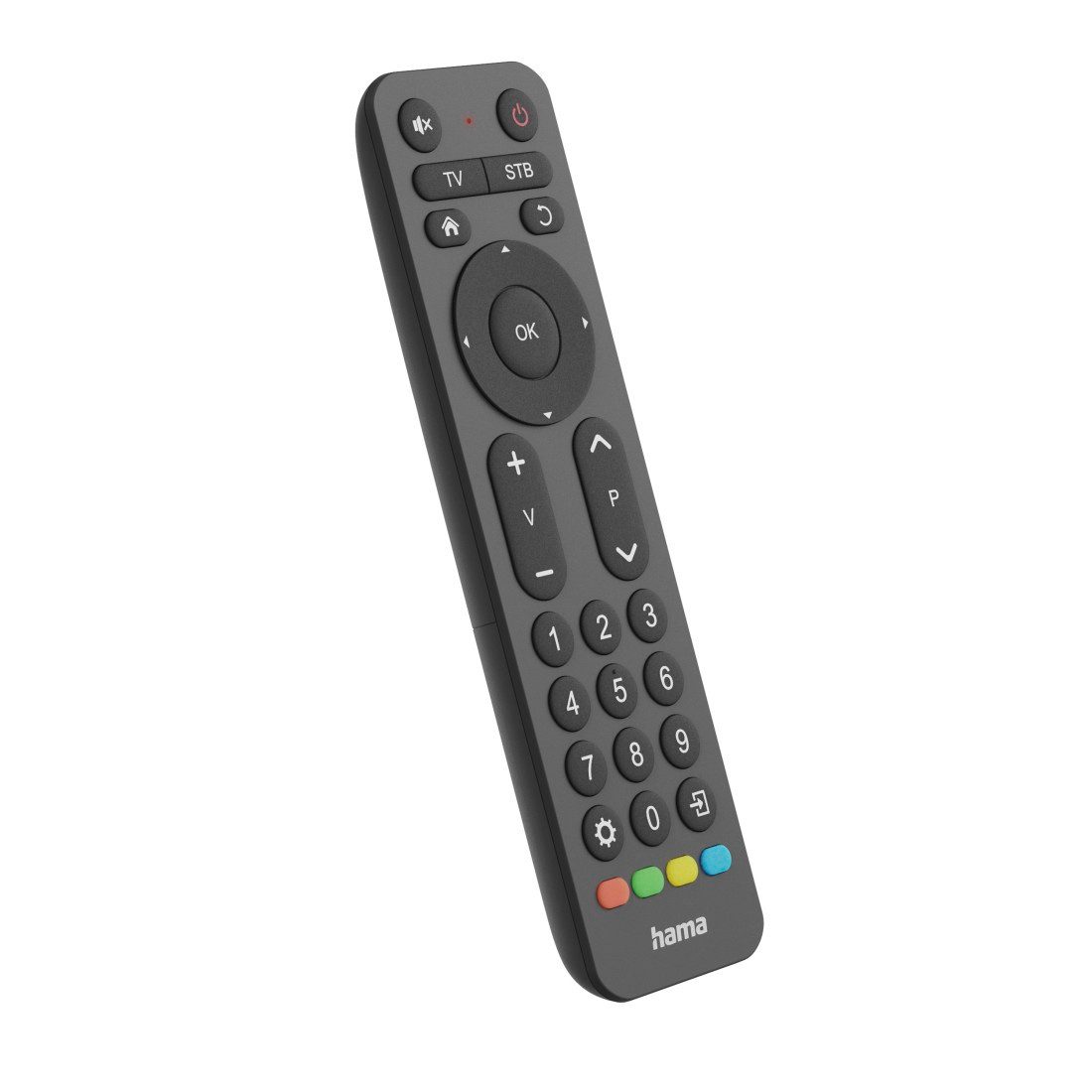 Hama Universal Fernbedienung für TV und Set-Top-Box mit großen Tasten Universal-Fernbedienung (2-in-1, Lernfunktion, große Tasten, steuert zwei Geräte, 10 m Reichweite)