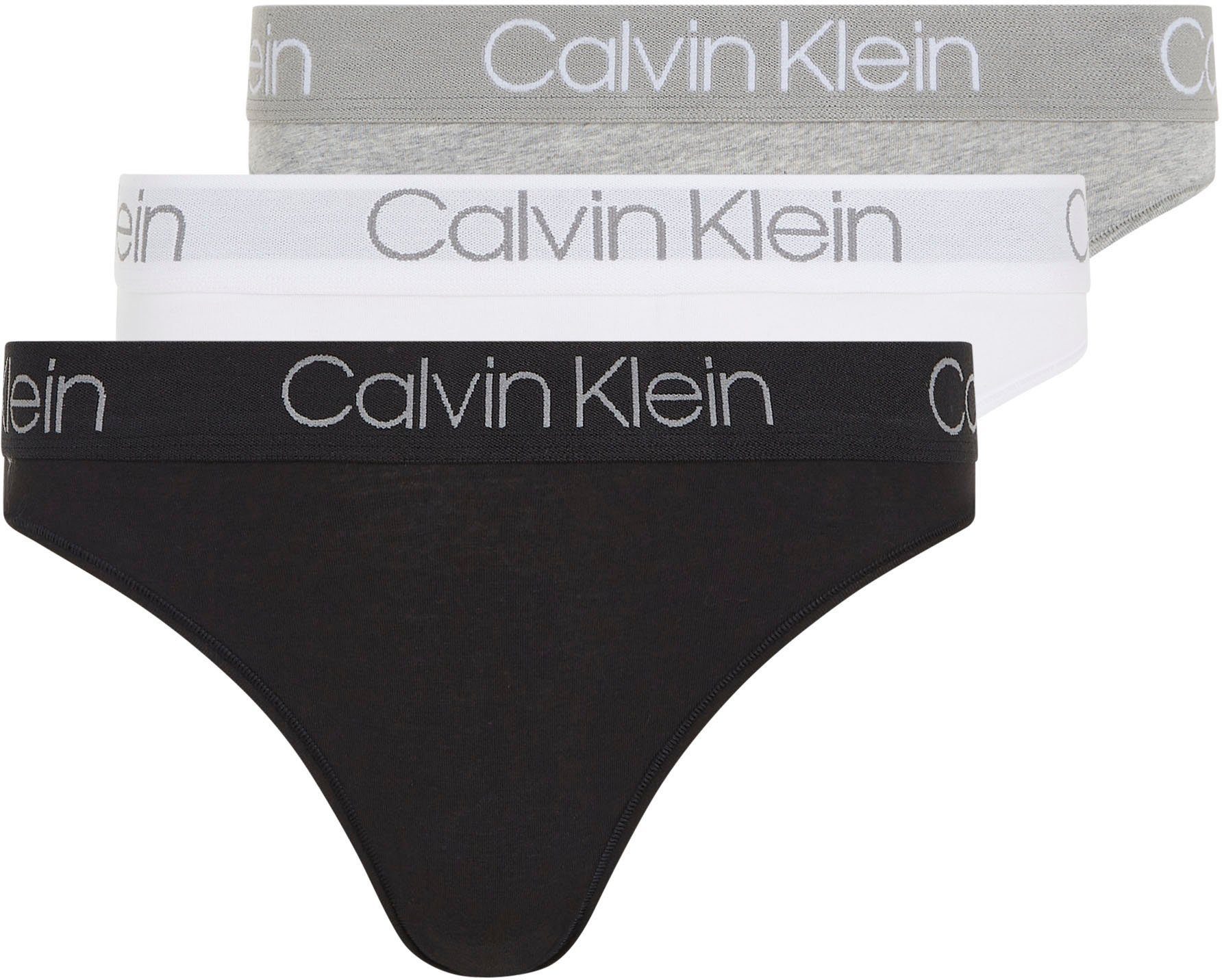 3-St., HIGH mit 3PK T-String 3er-Pack) klassischem TANGA LEG Underwear Klein (Packung, Logobund Calvin
