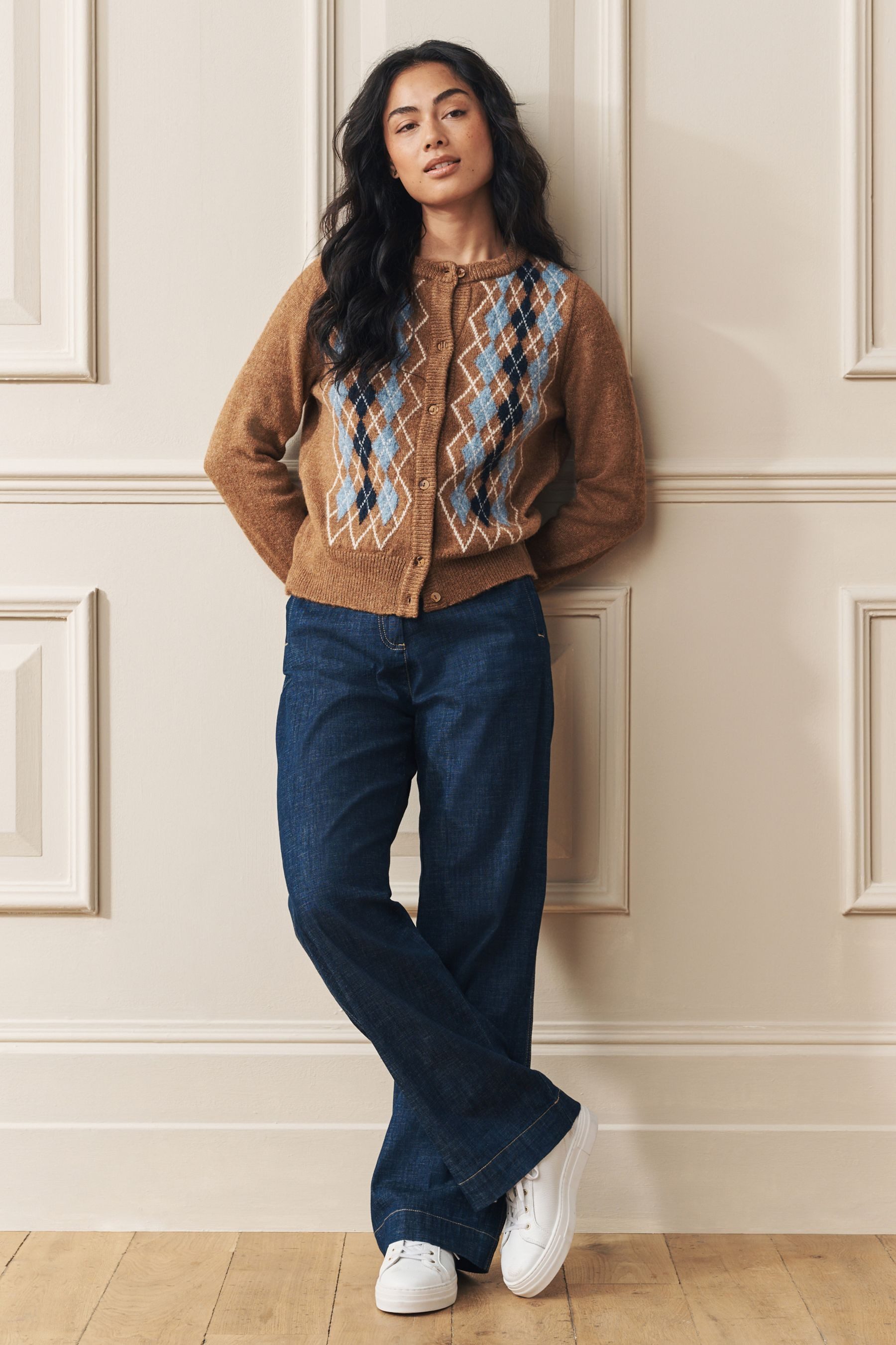 LAURA ASHLEY Strickjacke Laura Ashley Strickjacke mit Argyle-Muster (1-tlg)