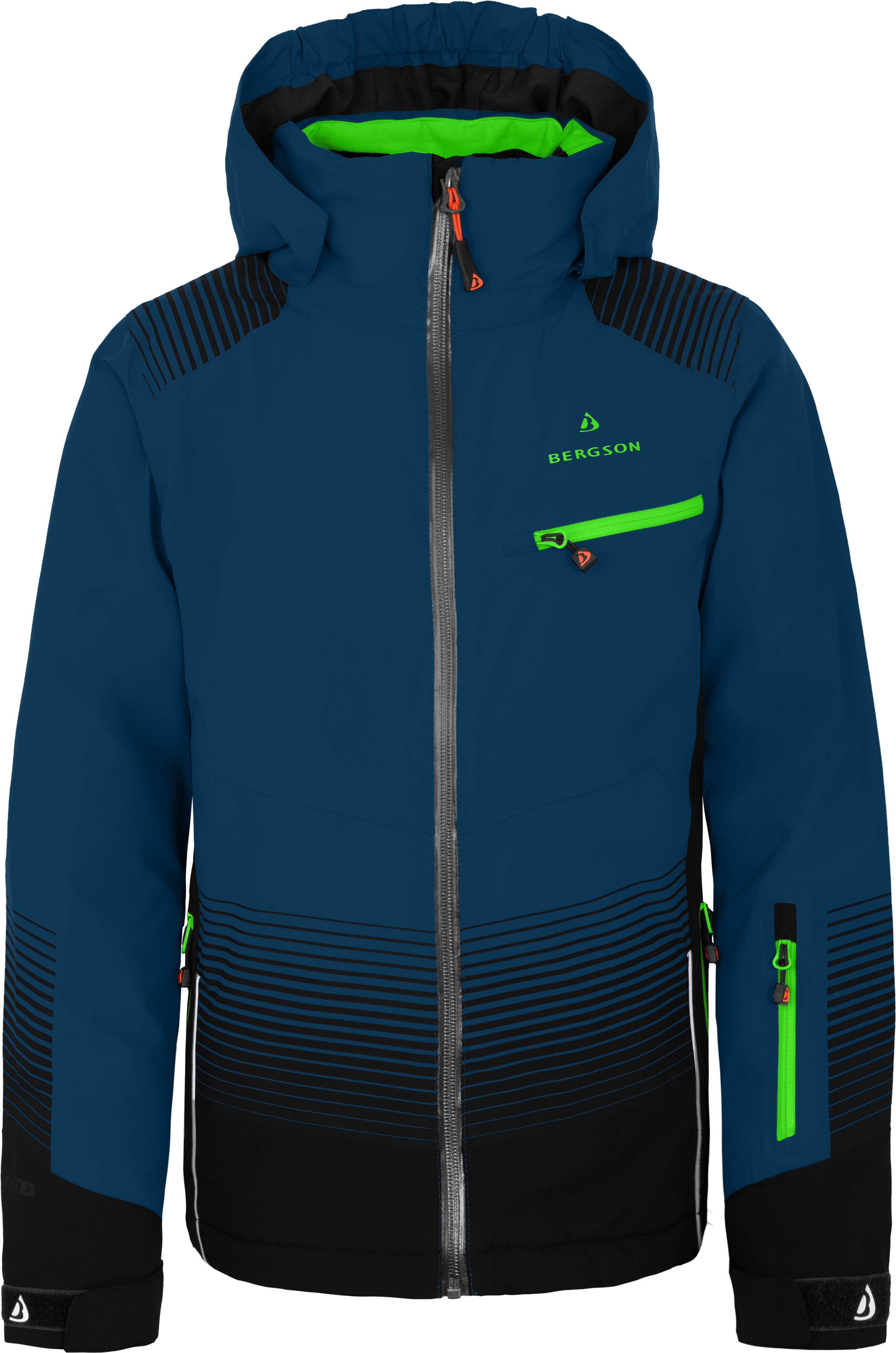 Bergson Skijacke VEIKO Kinder Skijacke, warm, funktional und stylisch, Normalgrößen, dunkel