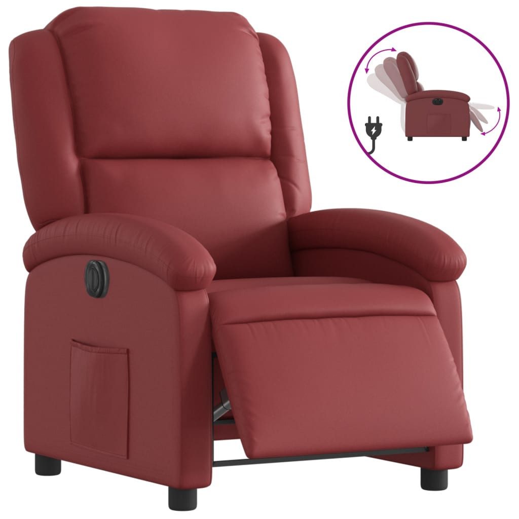 Sessel Relaxsessel Elektrisch Weinrot Kunstleder