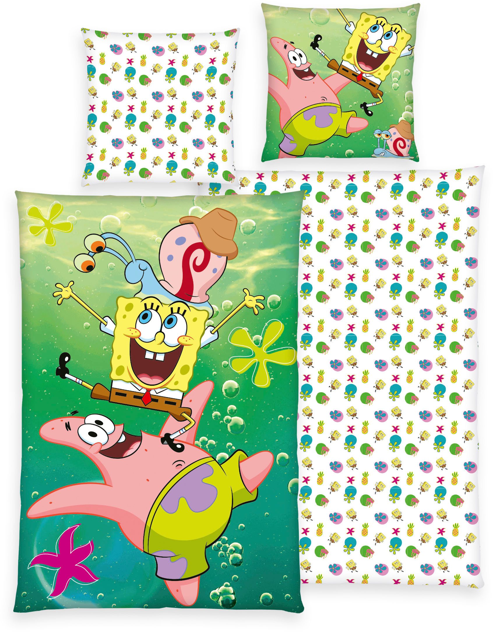 Bettwäsche Spongebob, Sponge Bob, Renforcé, 2 teilig, mit tollem Motiv