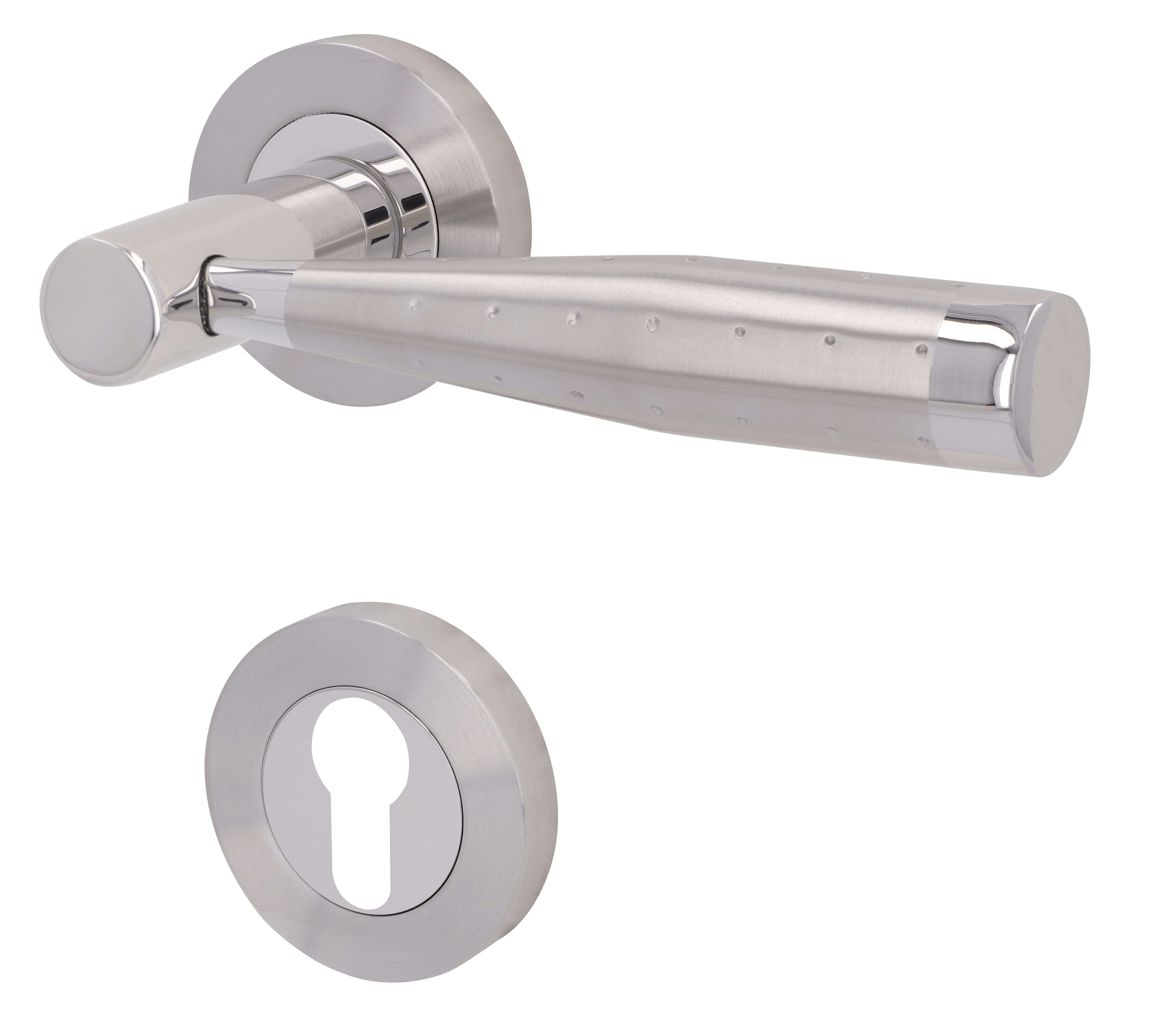 Alpertec Türgriff Kalkutta Rosettengarnitur Türbeschlag, Drücker außen, Komplettset für eine Tür, Edelstahl