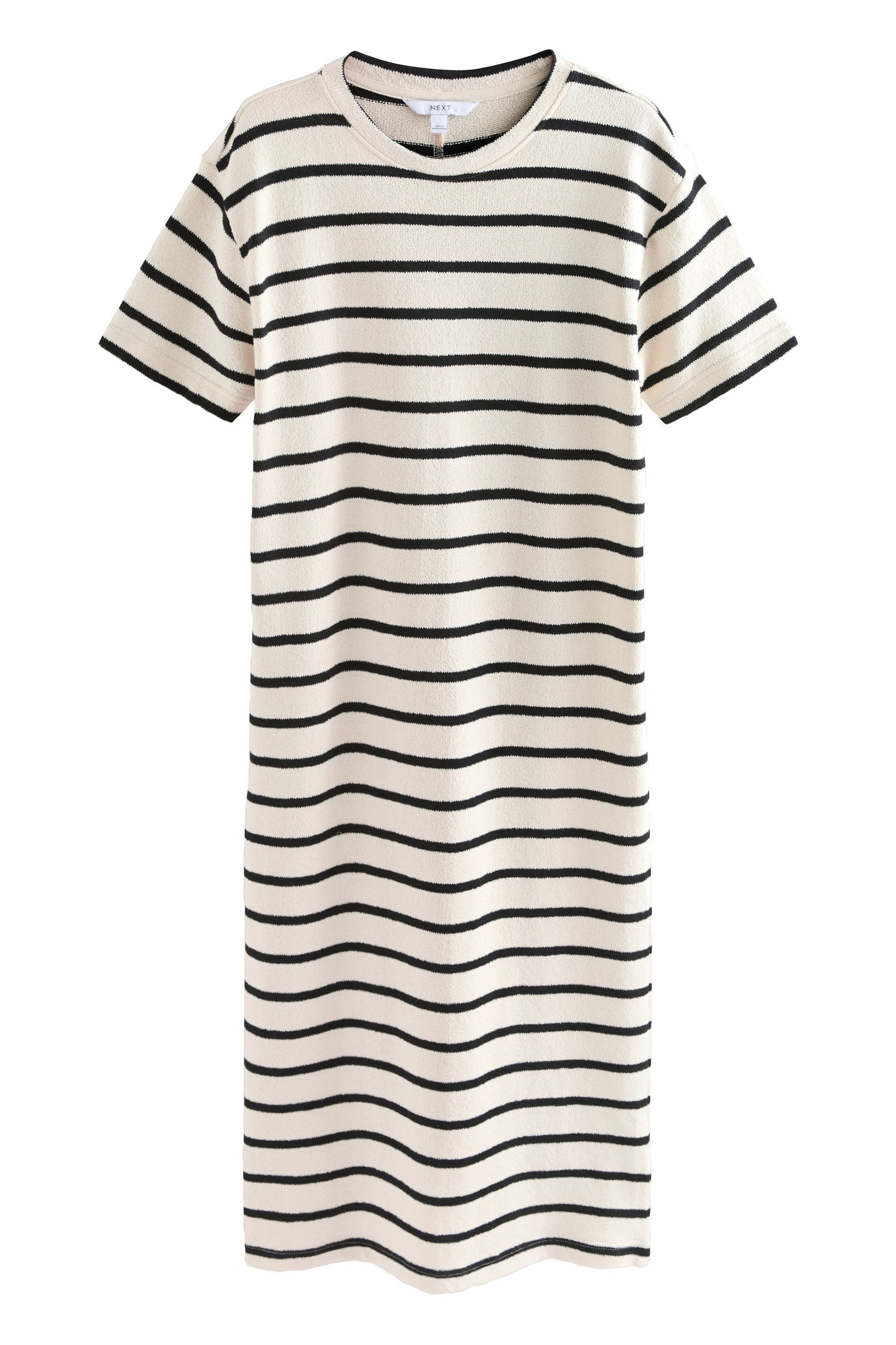 Next Jerseykleid Kurzärmeliges Kleid in gestreifter Strickoptik (1-tlg) günstig online kaufen