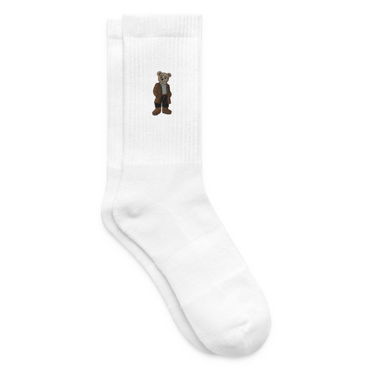 Spreadshirt Socken Gestickter Teddy Mit Mantel Und Rollkragen Tennissocken (1-Paar)