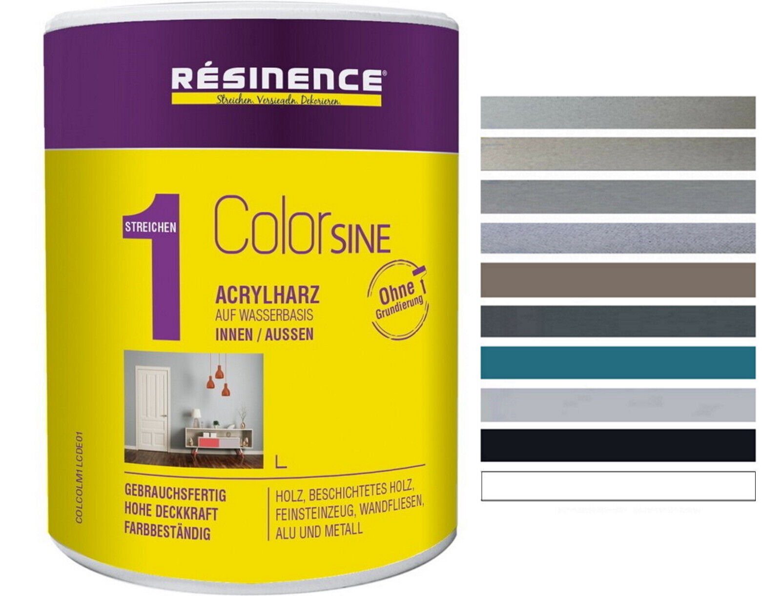 Resinence Acryl-Buntlack Resinence 1 Colorsine Acrylharz Farbwahl Wasserbasis 500ml / 1L