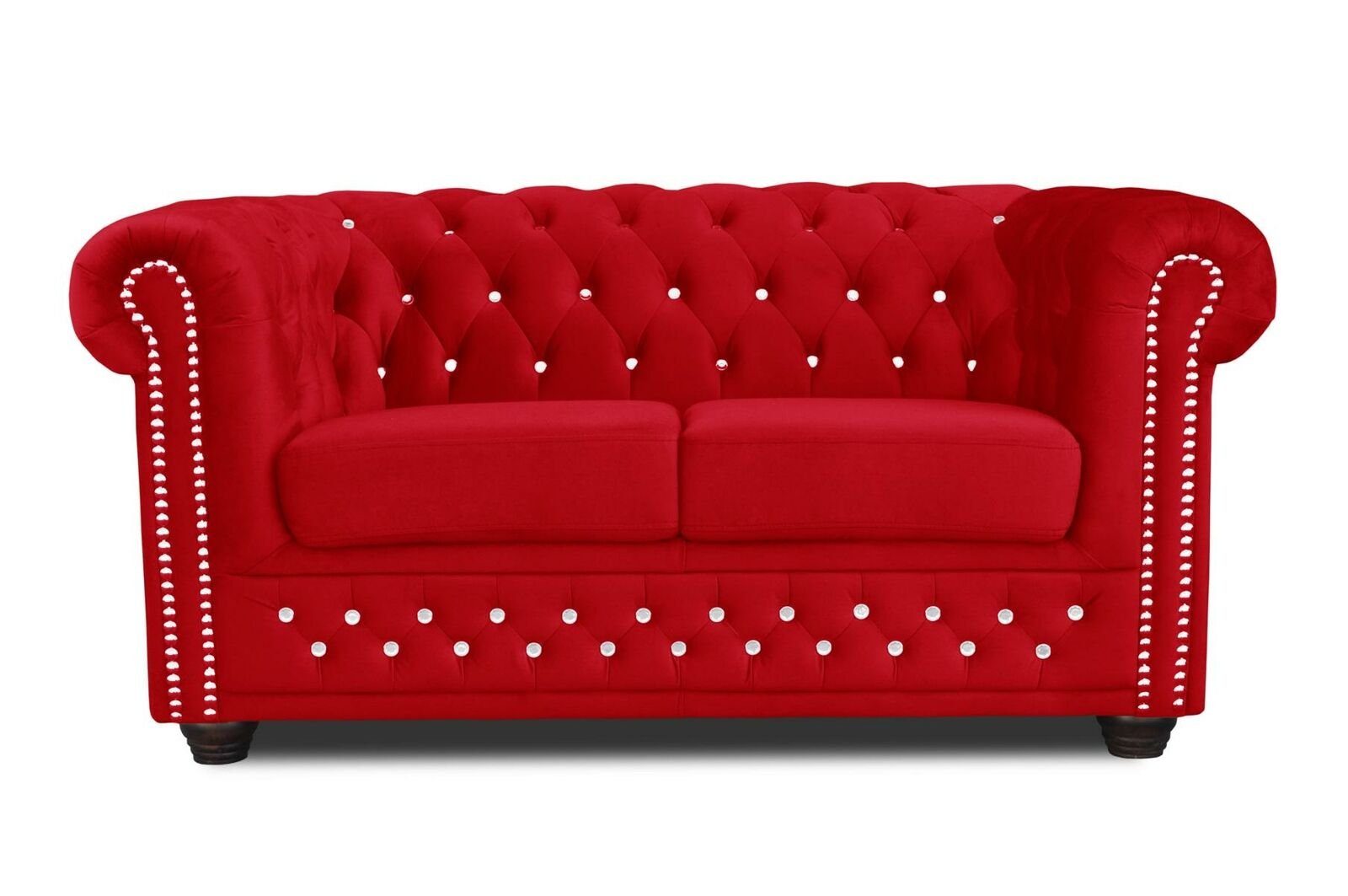 JVmoebel Sofa Roter Chesterfield Zweisitzer Textil Couch Polster Stoff Sofas, Made in Europe
