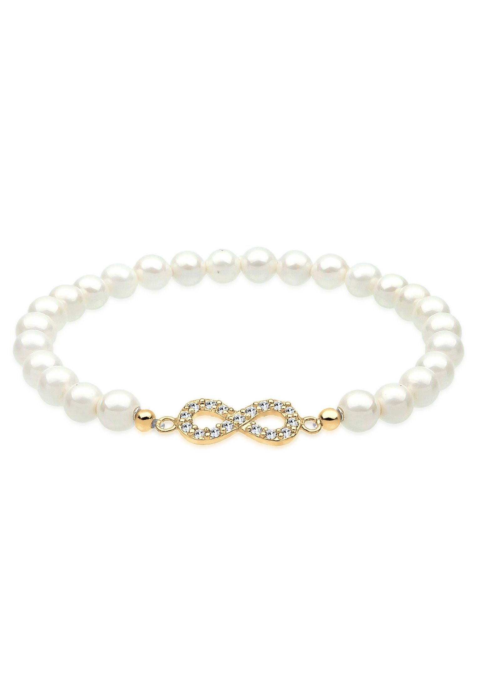 Elli Perlenarmband mit Perlen und Infinity aus Kristalle, Infinity Gold | Perlenarmbänder
