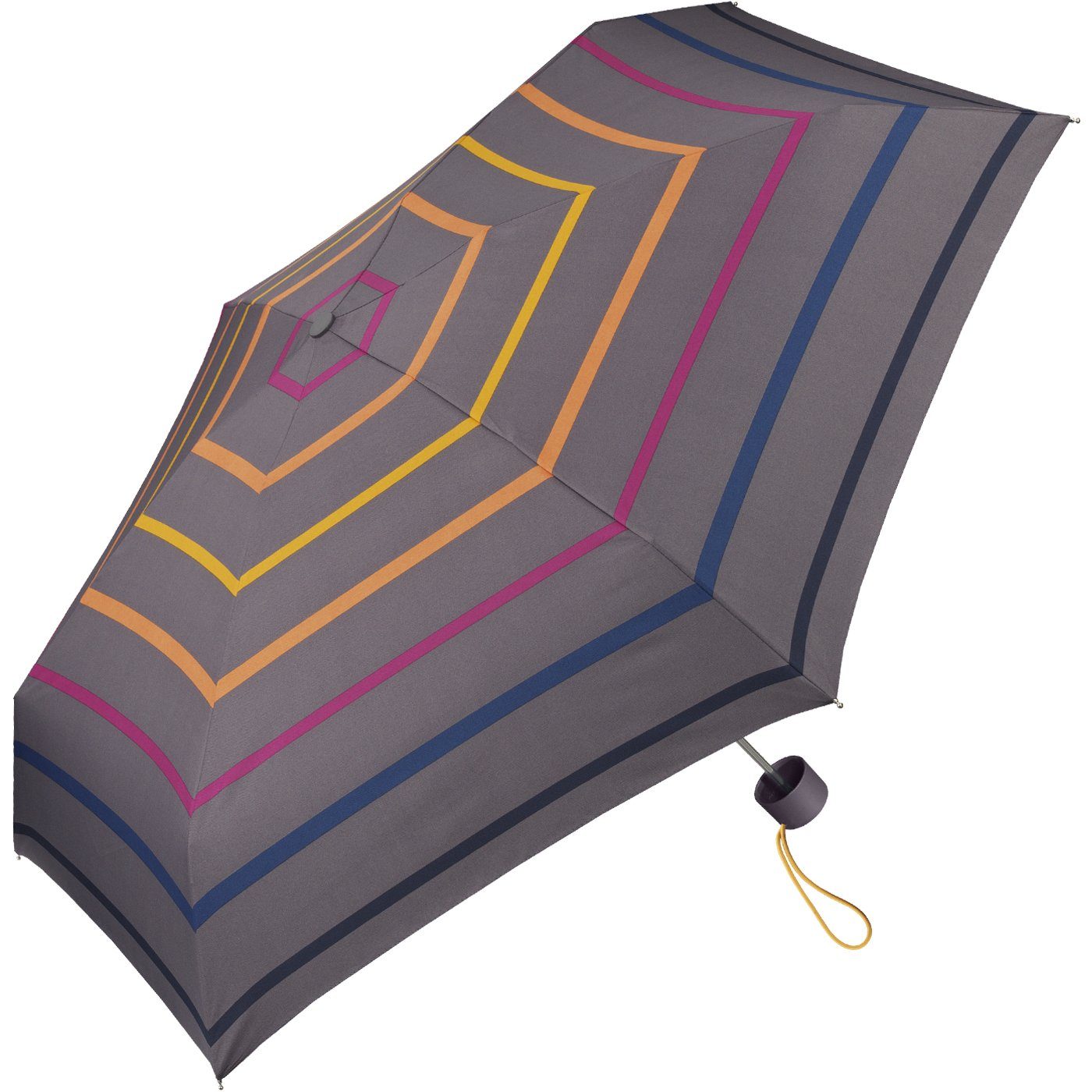 stabil, handlicher Damen, Streifen-Muster mit leicht, jugendlichem grau kleiner, Esprit Taschenregenschirm für Schirm