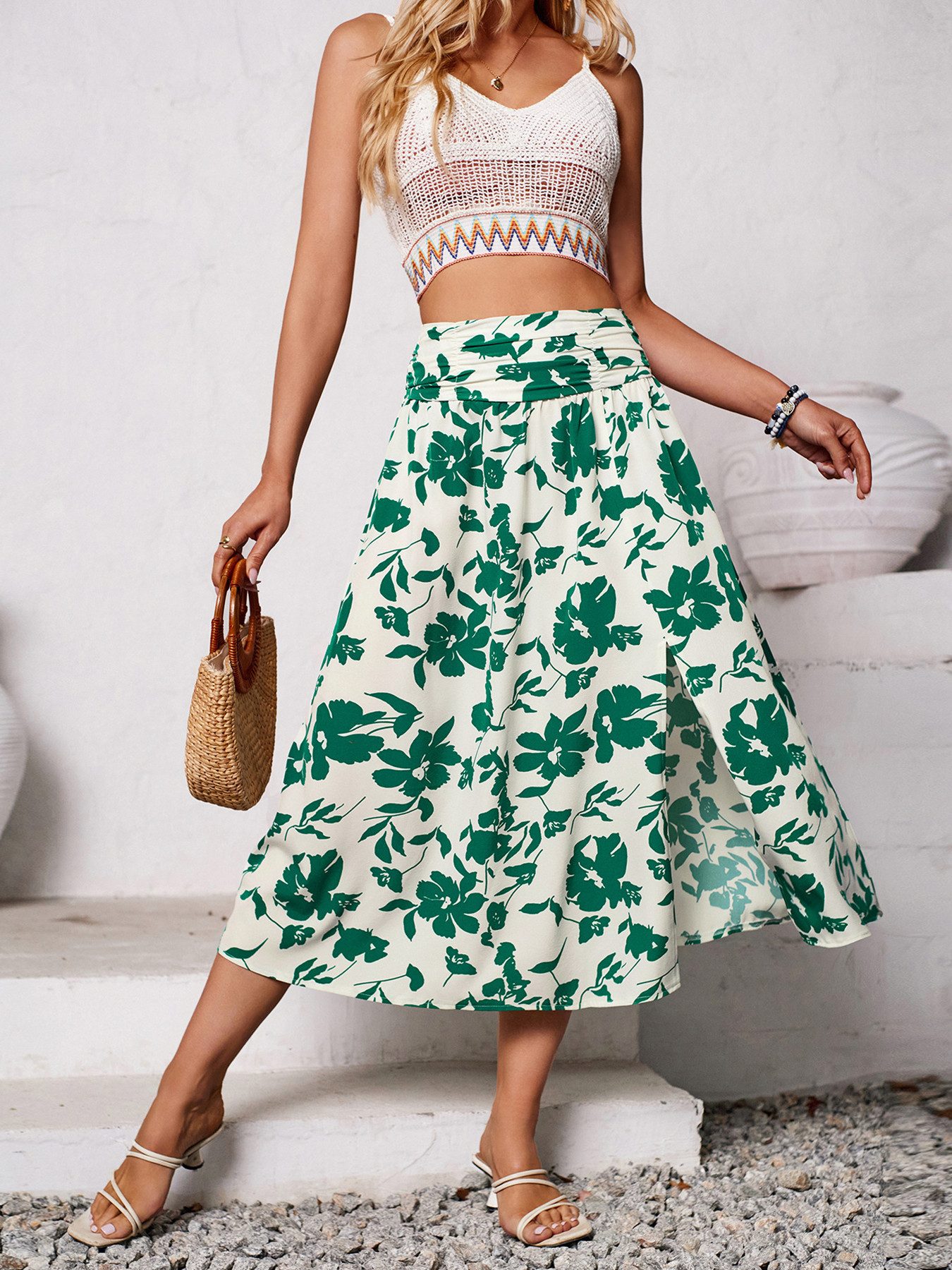 DEBAIJIA Midirock Damen Röcke Sommer Floral günstig online kaufen