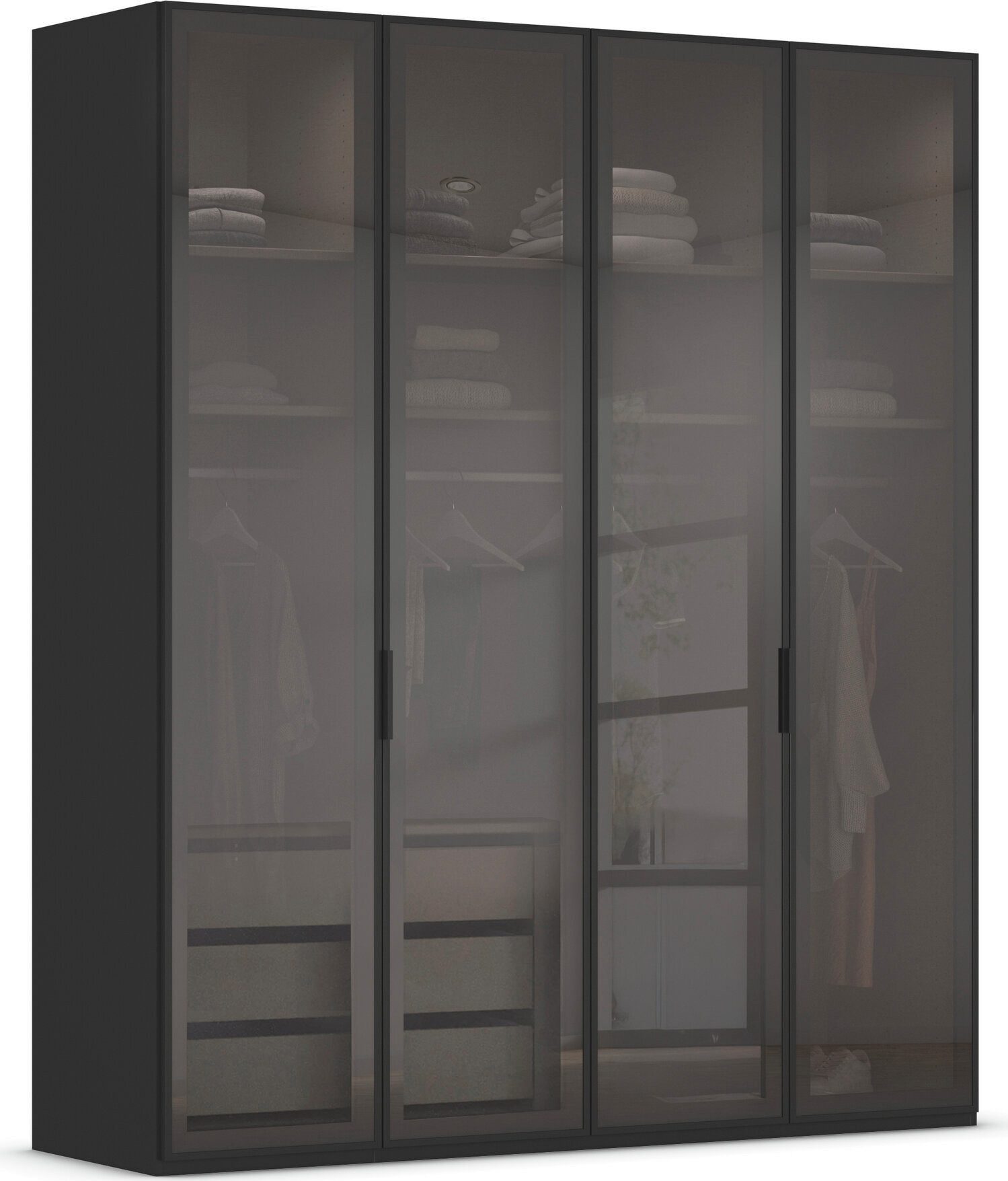 rauch Kleiderschrank Schrank Garderobe SKAT SHINE Breiten 151/201/251/301cm, Höhe 223/235cm (3 verschiedene Ausstattungen BASIC/CLASSIC/PREMIUM (inkl. SOFT-CLOSE) edle Schrankfront mit hochwertigen Glasrahmentüren MADE IN GERMANY