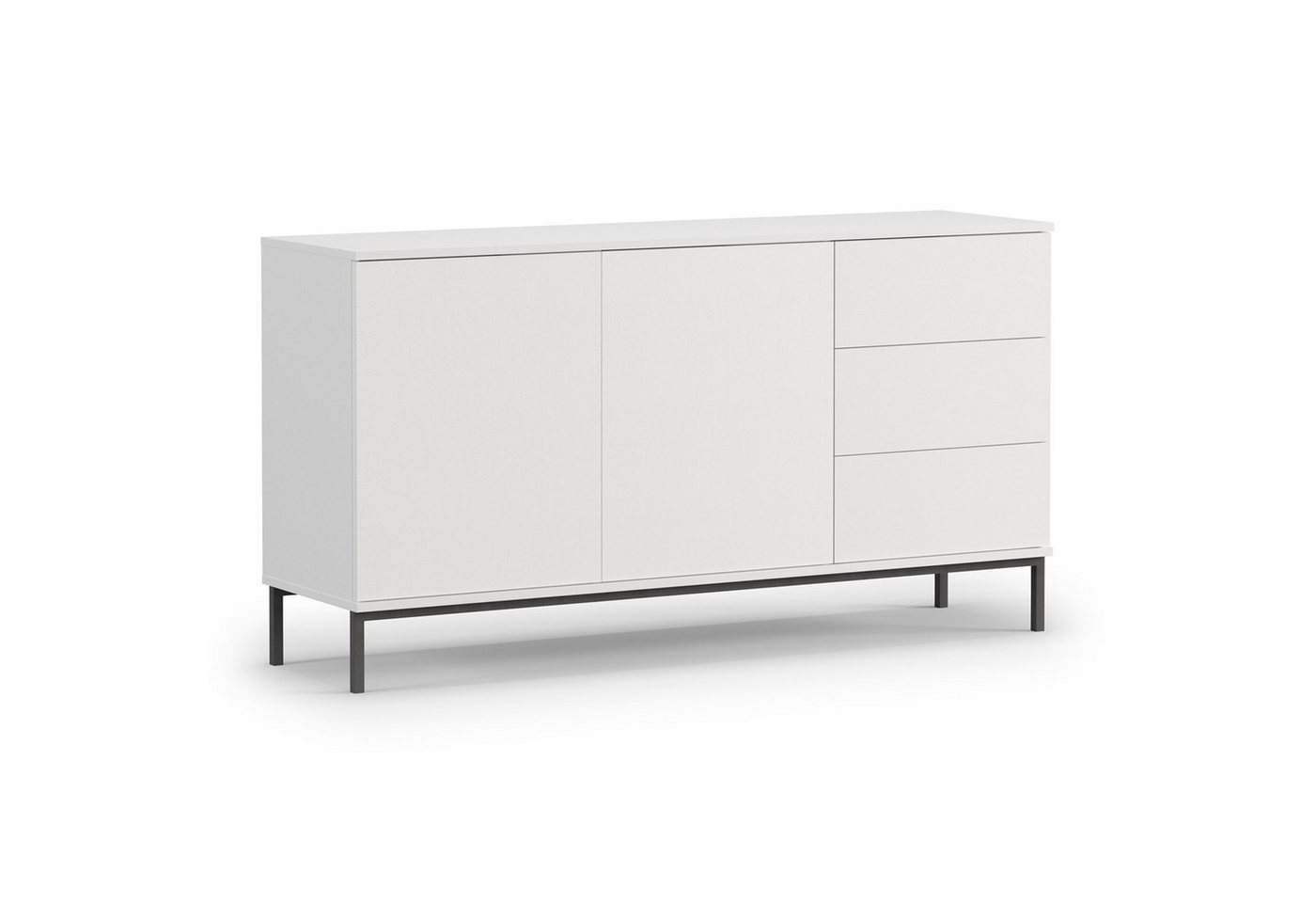 HAUSELEMENT Kommode QUERTY QT-01, 3 Schubladen 2 Türen Sideboard 150 cm Mehrzweckschrank Modern