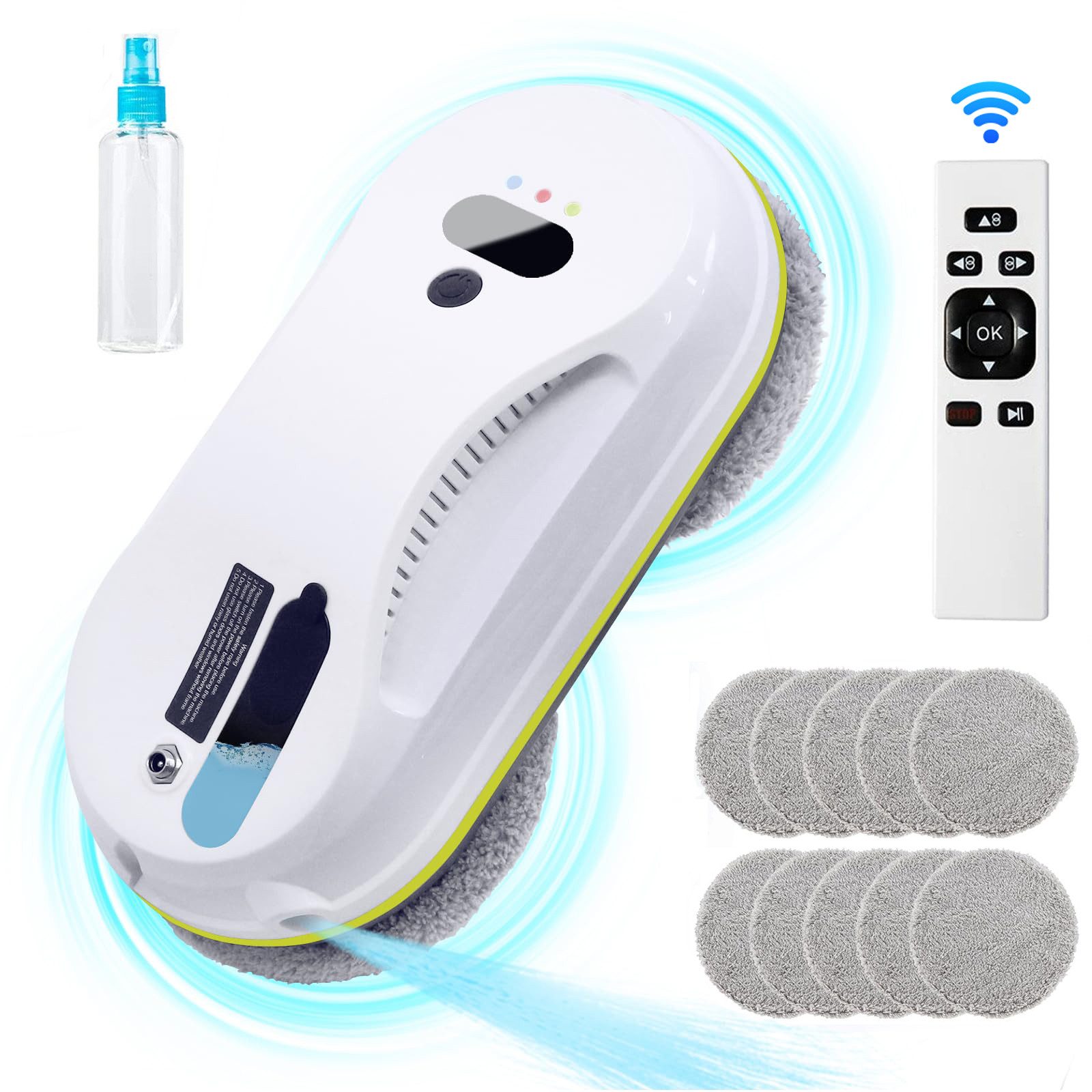 MOPUEA Fensterputzroboter Fensterreinigungsroboter Fensterputzer mit Water Tank: 30ml, mit USV-Stromausfallschut Fensterreiniger Roboter mit Fernbedienung