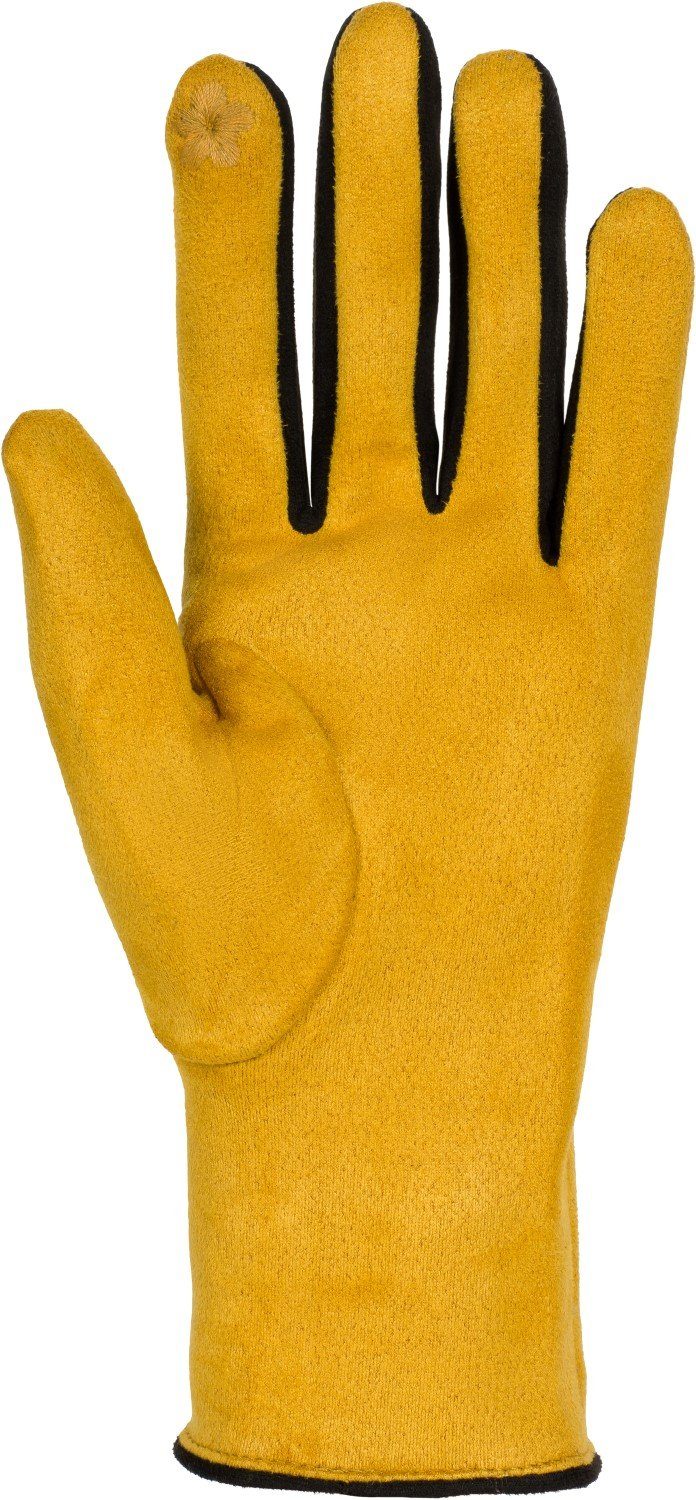 Curry Handschuhe styleBREAKER Fleecehandschuhe Kontrast Touchscreen