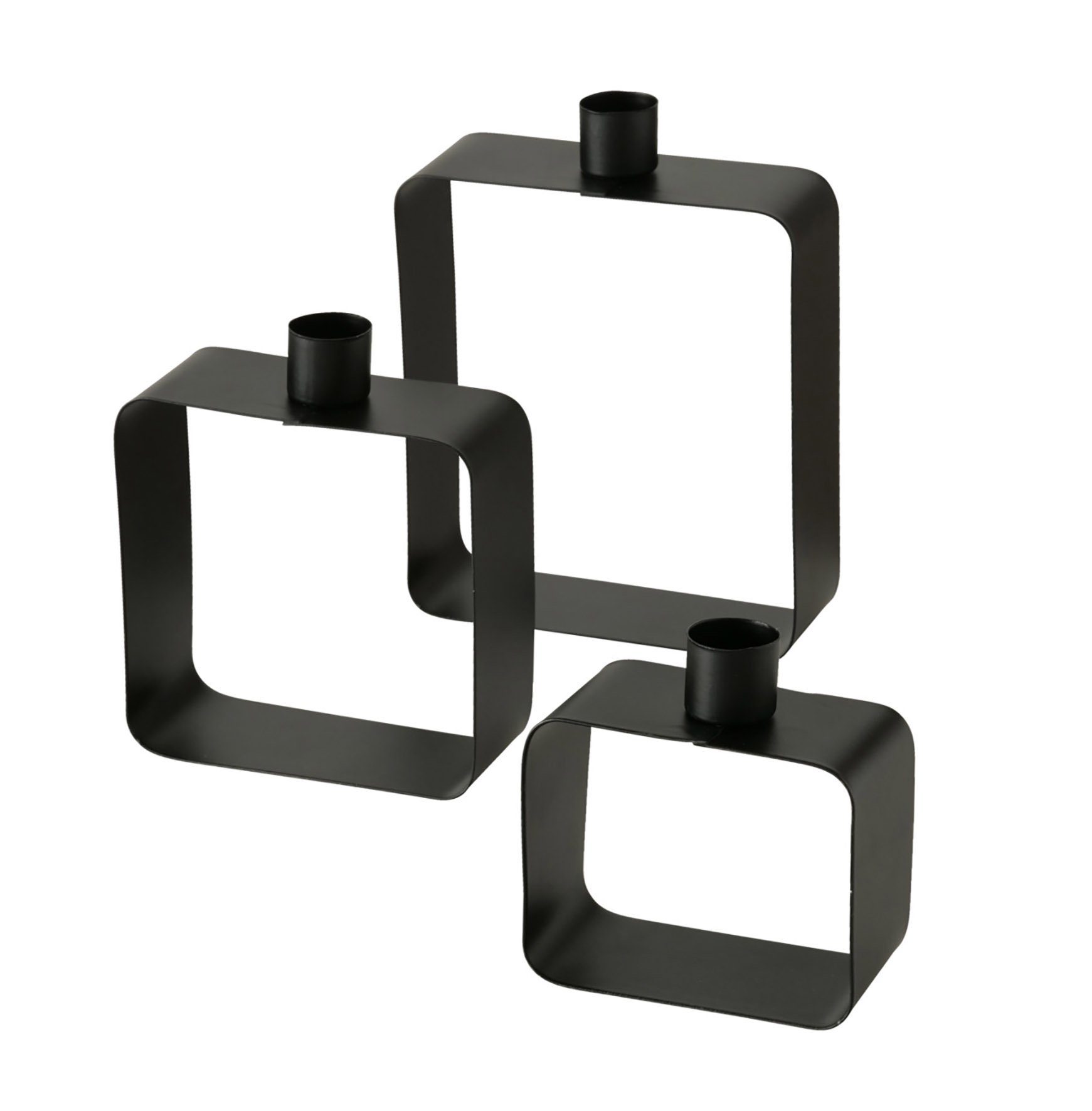 Spetebo Kerzenständer Metall Kerzenständer quadratisch schwarz 3er Set (3er Set)