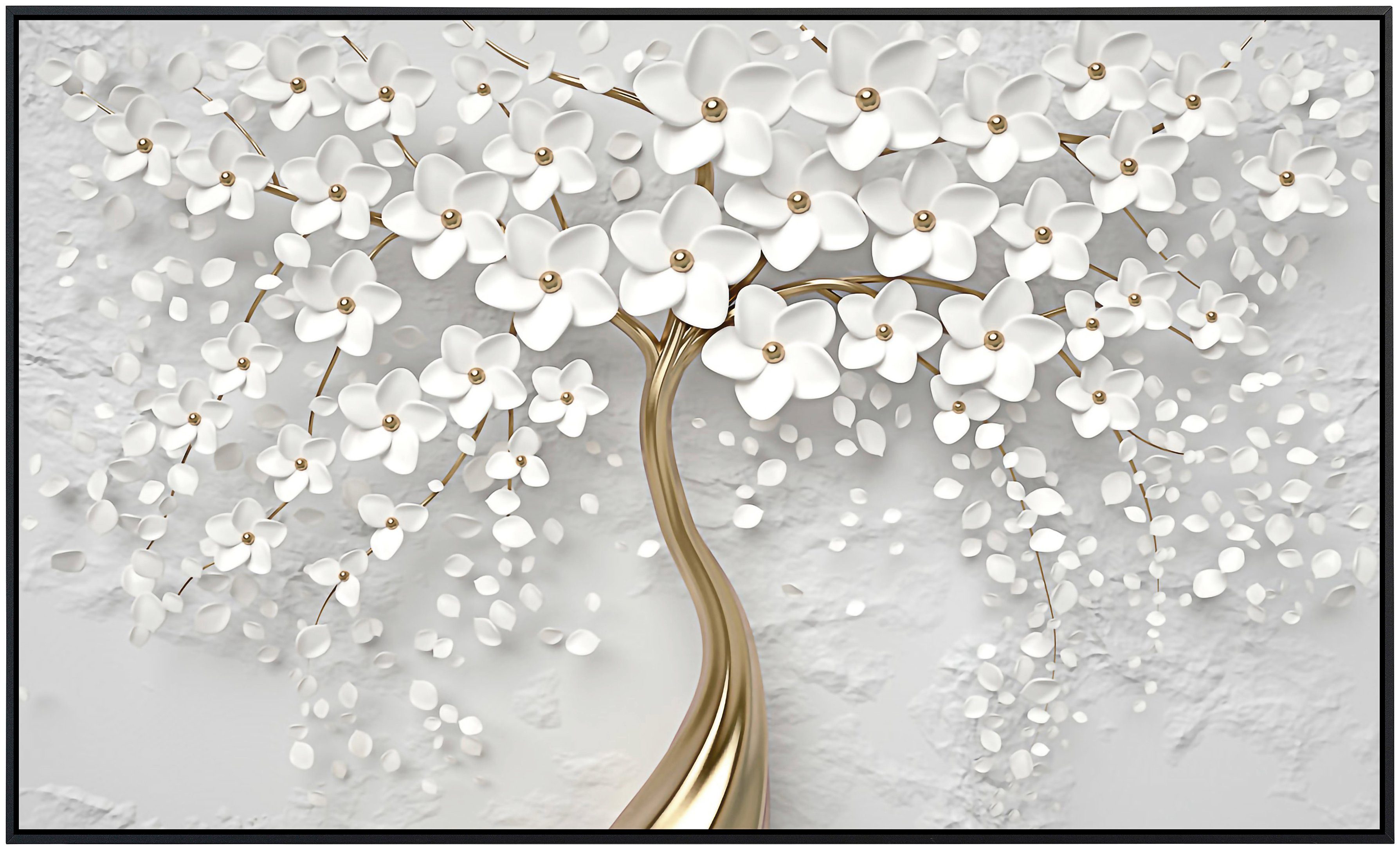 Papermoon Infrarotheizung Blumen weiß gold, sehr günstig online kaufen