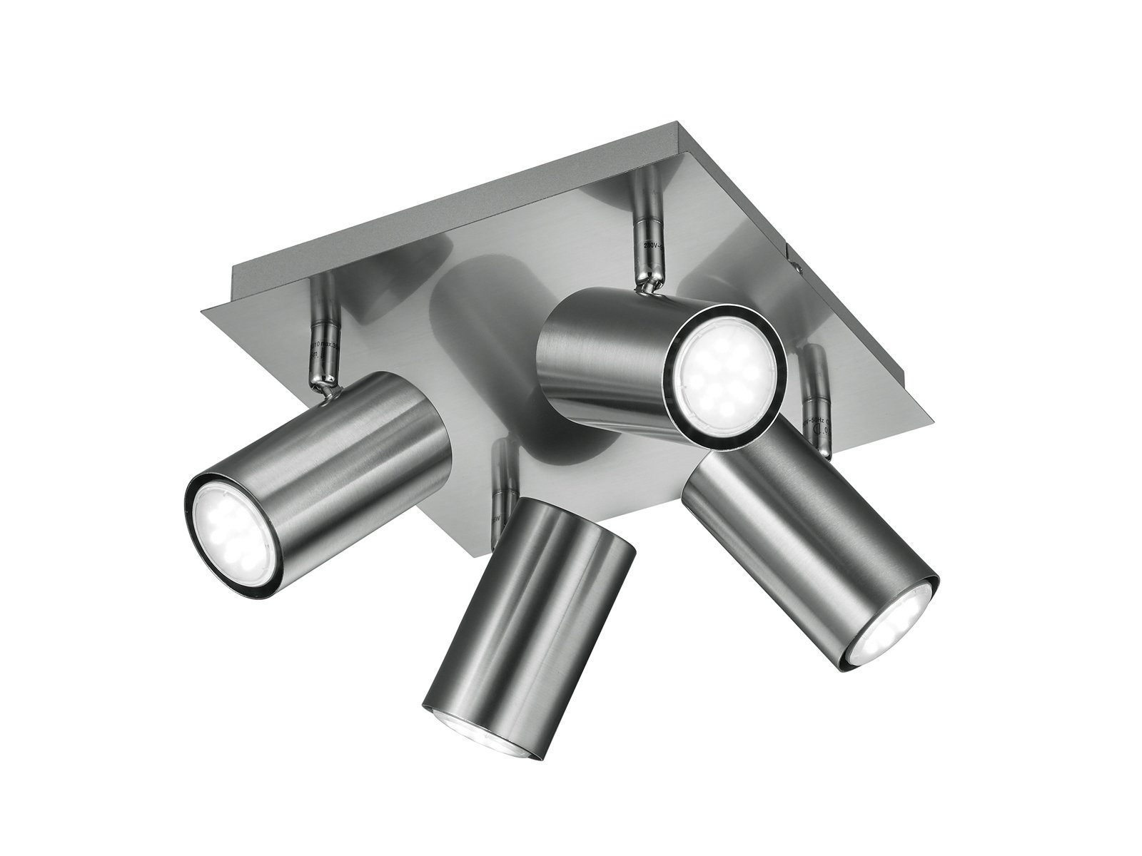 TRIO Leuchten LED Deckenstrahler, Dimmfunktion, LED wechselbar, Warmweiß, kleine Deckenlampe innen, stylische Lichtspots schwenkbar Silber Ø24cm