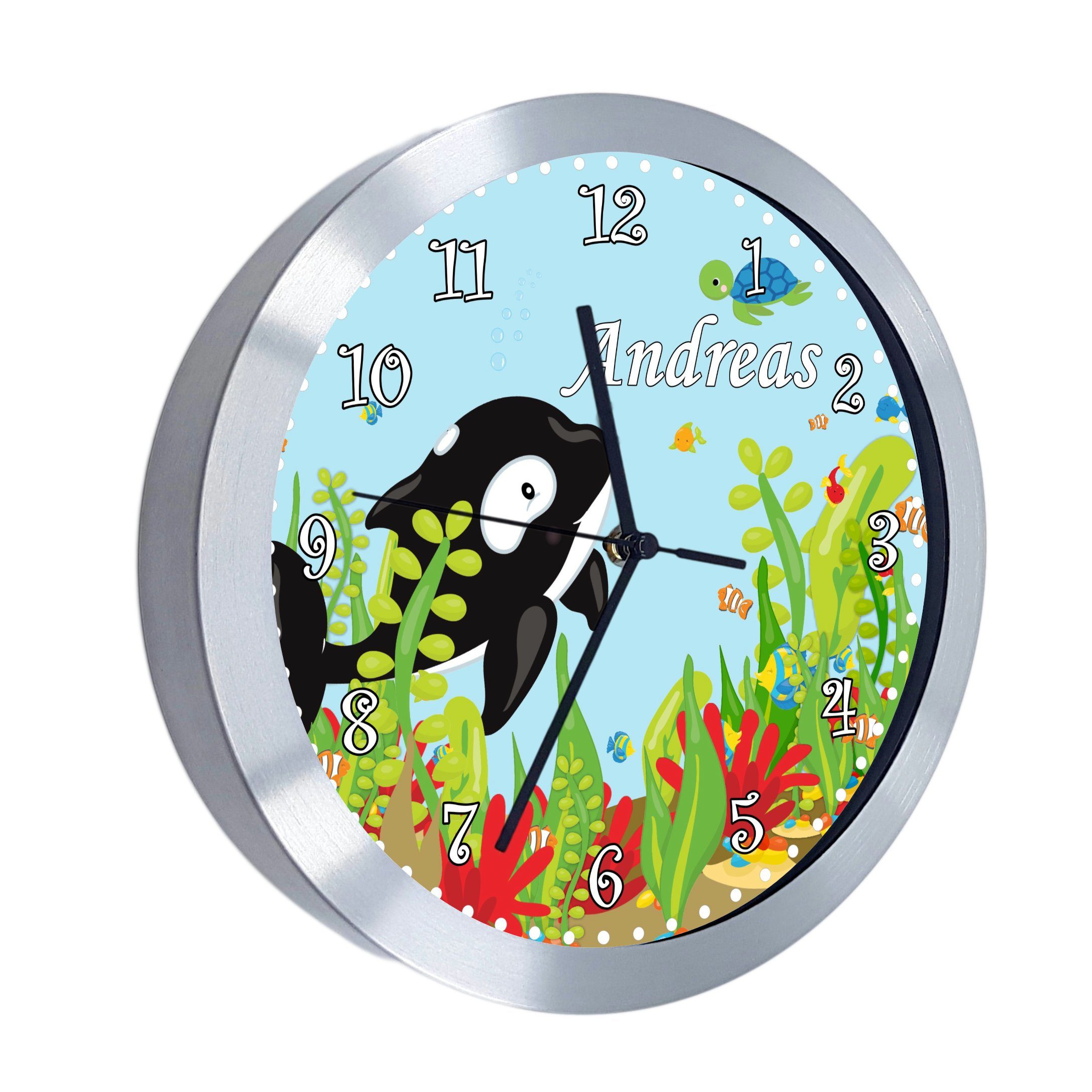 Kinder Kinderzimmer CreaDesign Funkwanduhr Unterwasserwelt Wanduhr personalisiert