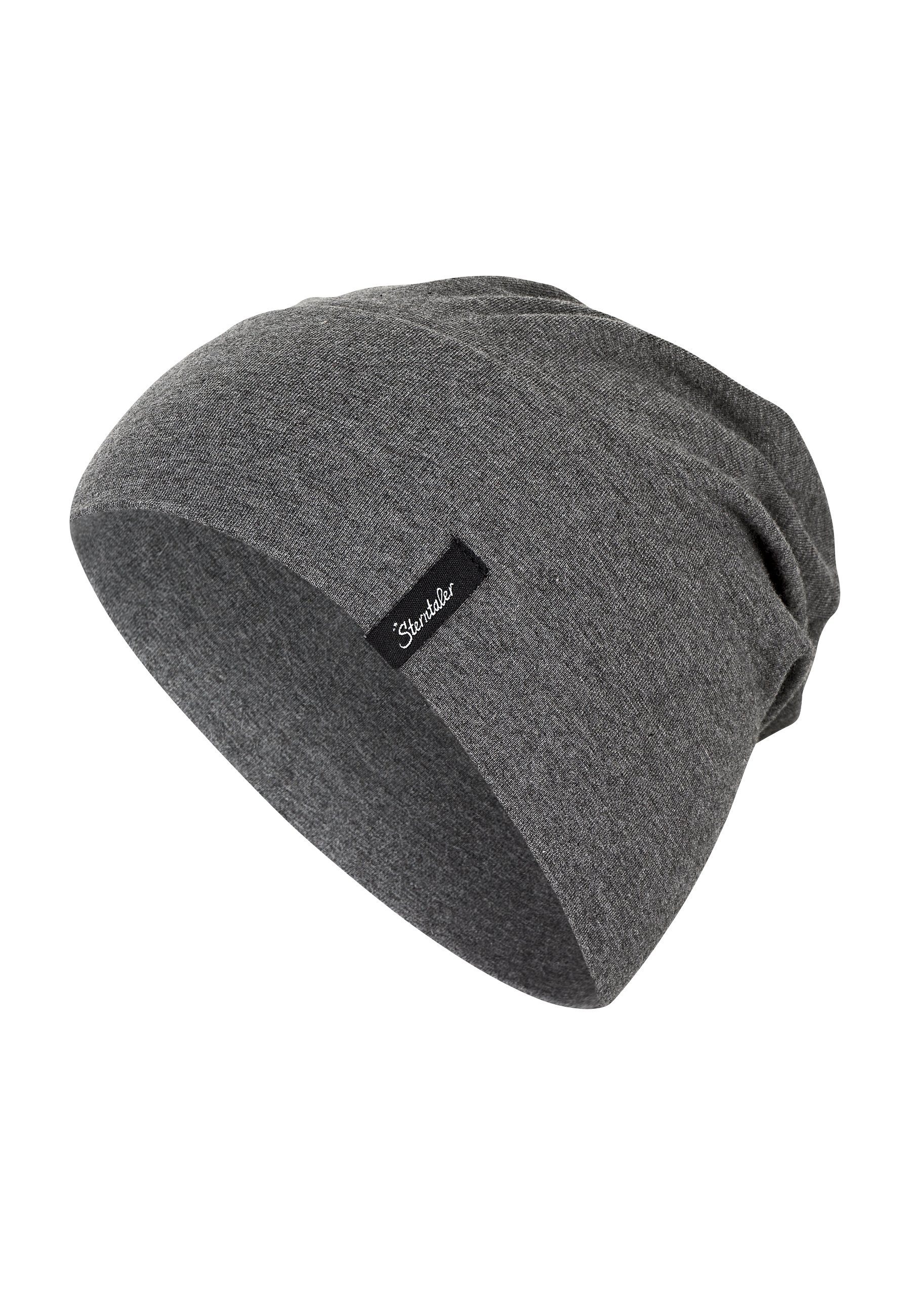 Sterntaler® Beanie OCS Slouch-Beanie (1-St., Baby gestreift Ganzjährig) tragbar und Melange-Singlejersey Mütze mit aus Umschlag weichem ohne Kindermütze asphalt