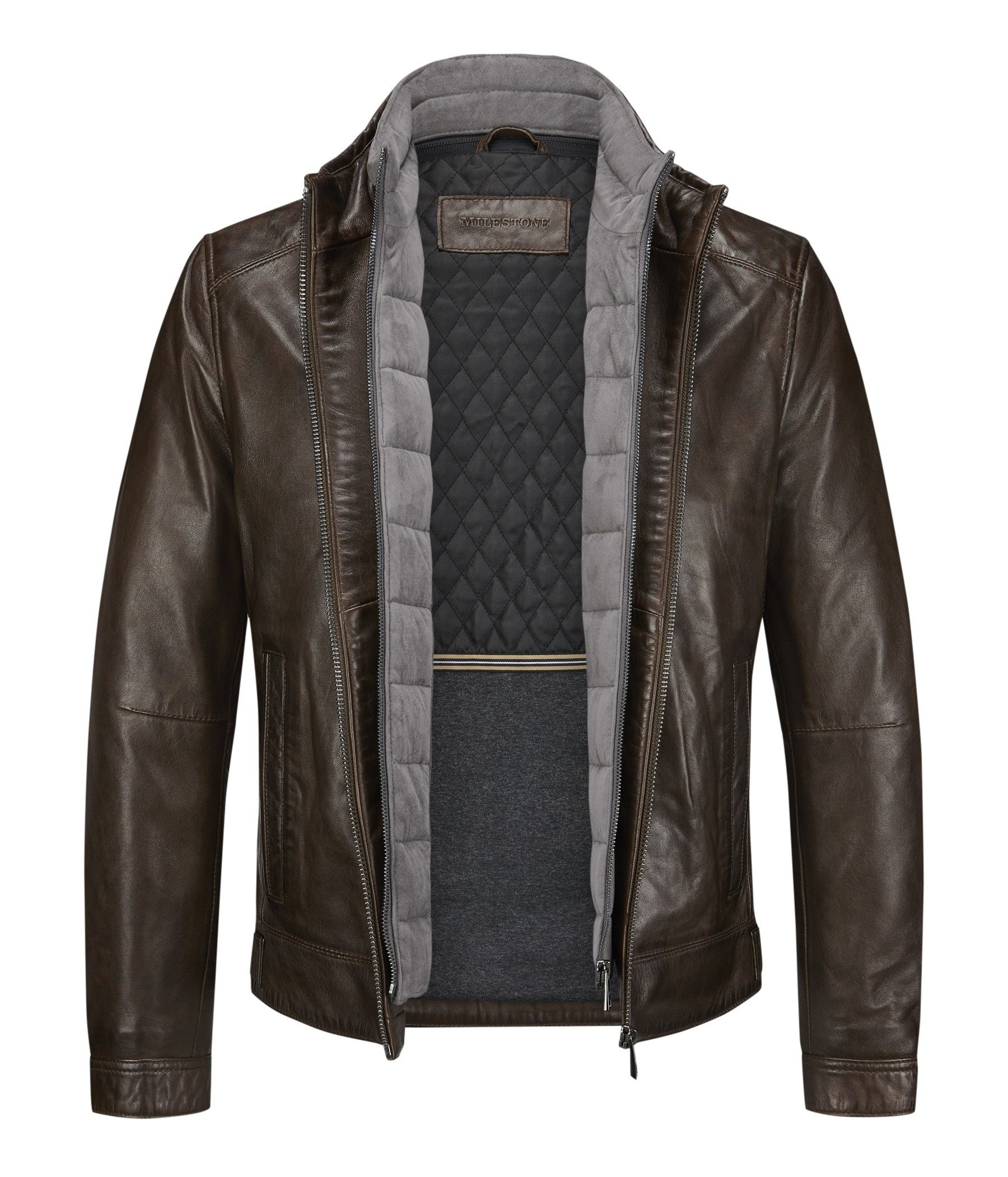 Milestone Lederjacke MSBarney aus Lammleder mit abnehmbarem Windschutz günstig online kaufen