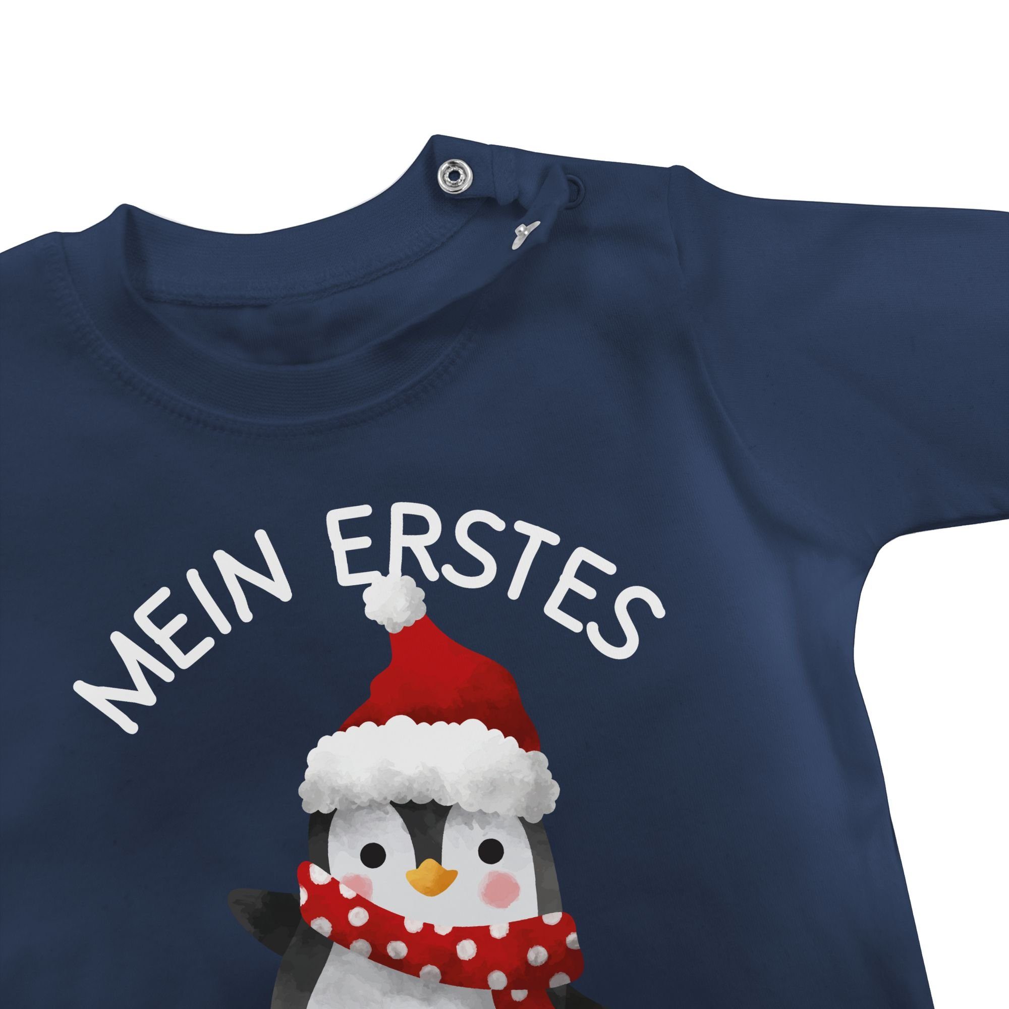 Weihnachten erstes - Pinguin Blau Weihnachten Kleidung 2 Navy Shirtracer Mein T-Shirt Baby weiß mit