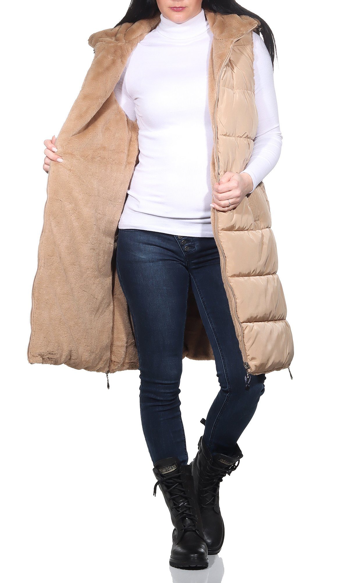 Aurela Damenmode Steppweste Damen Longweste mit günstig online kaufen