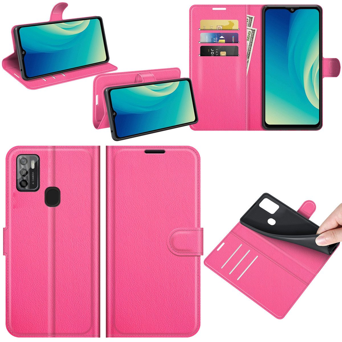 Wigento Handyhülle Für ZTE Blade A7s 2020 Handy Tasche Wallet Premium Schutz Hülle Case Cover Etuis Neu Zubehör