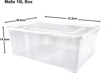 ALPFA Schuhbox 10 er Set je 10,0 Liter Klarsichtboxen Stapelboxen Kunststoffboxen (Spar-Set, 10 Boxen + 10 Deckel), stapelbar