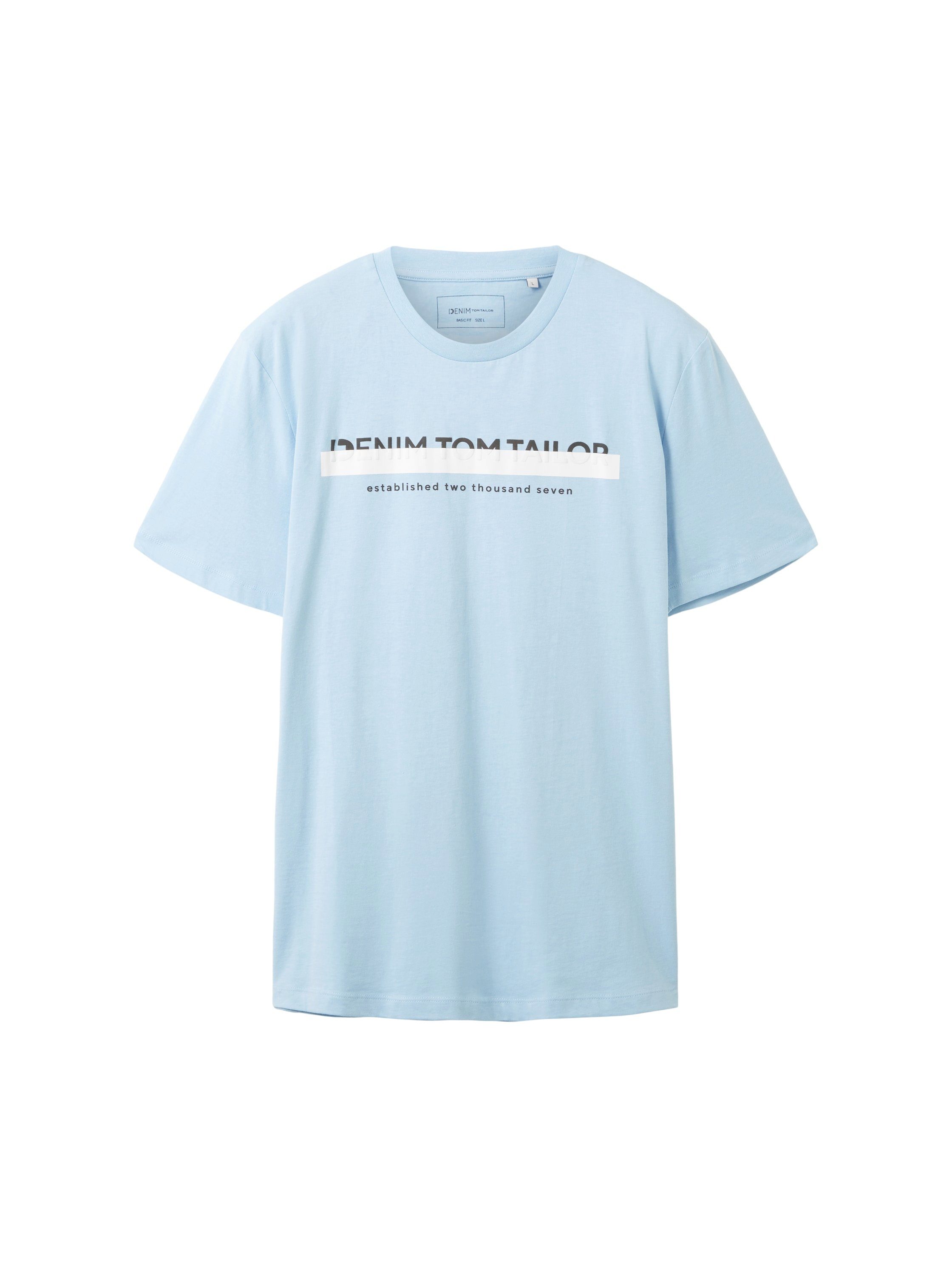 TOM washed mit Logofrontprint out Denim TAILOR T-Shirt