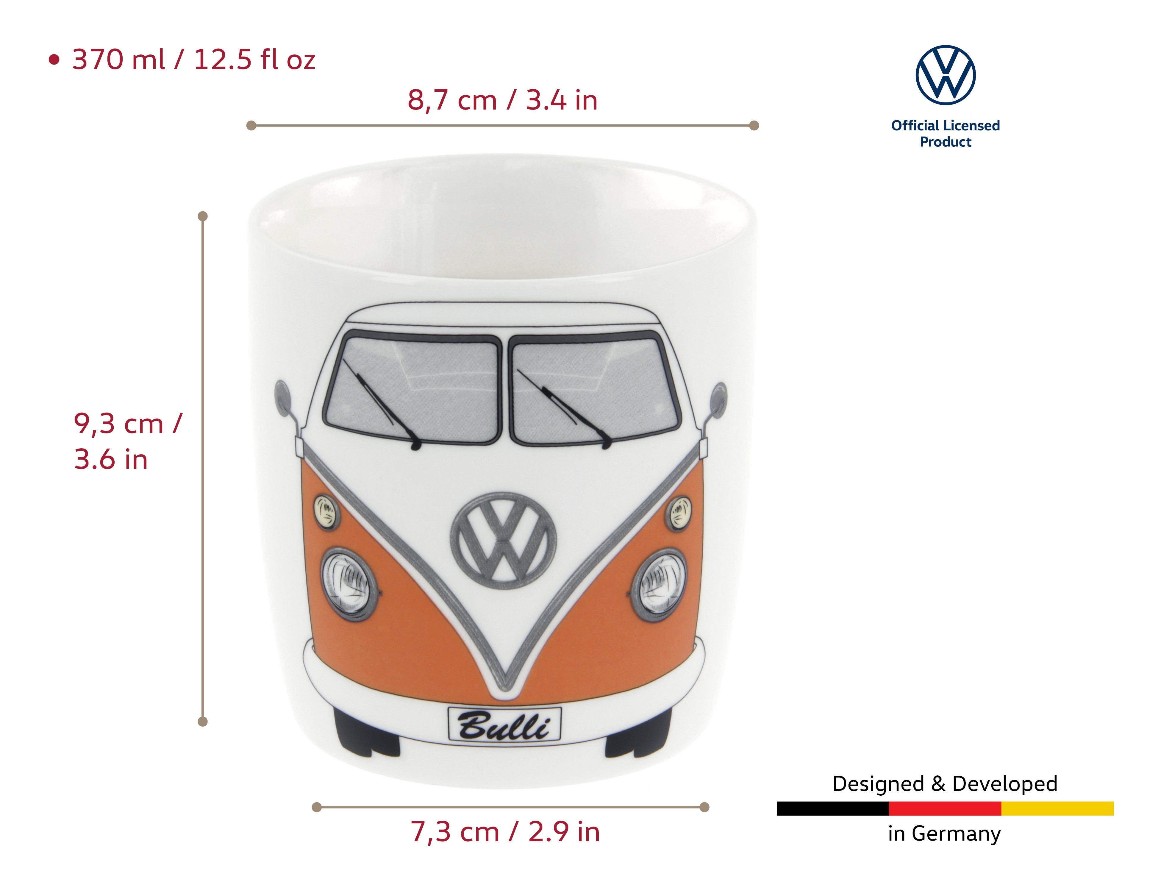 VW Collection by BRISA Tasse Volkswagen Große Keramik Kaffeetasse, Cappuccino Becher, New Bone China, Teetasse in verschiedenen Farben und VW Designs
