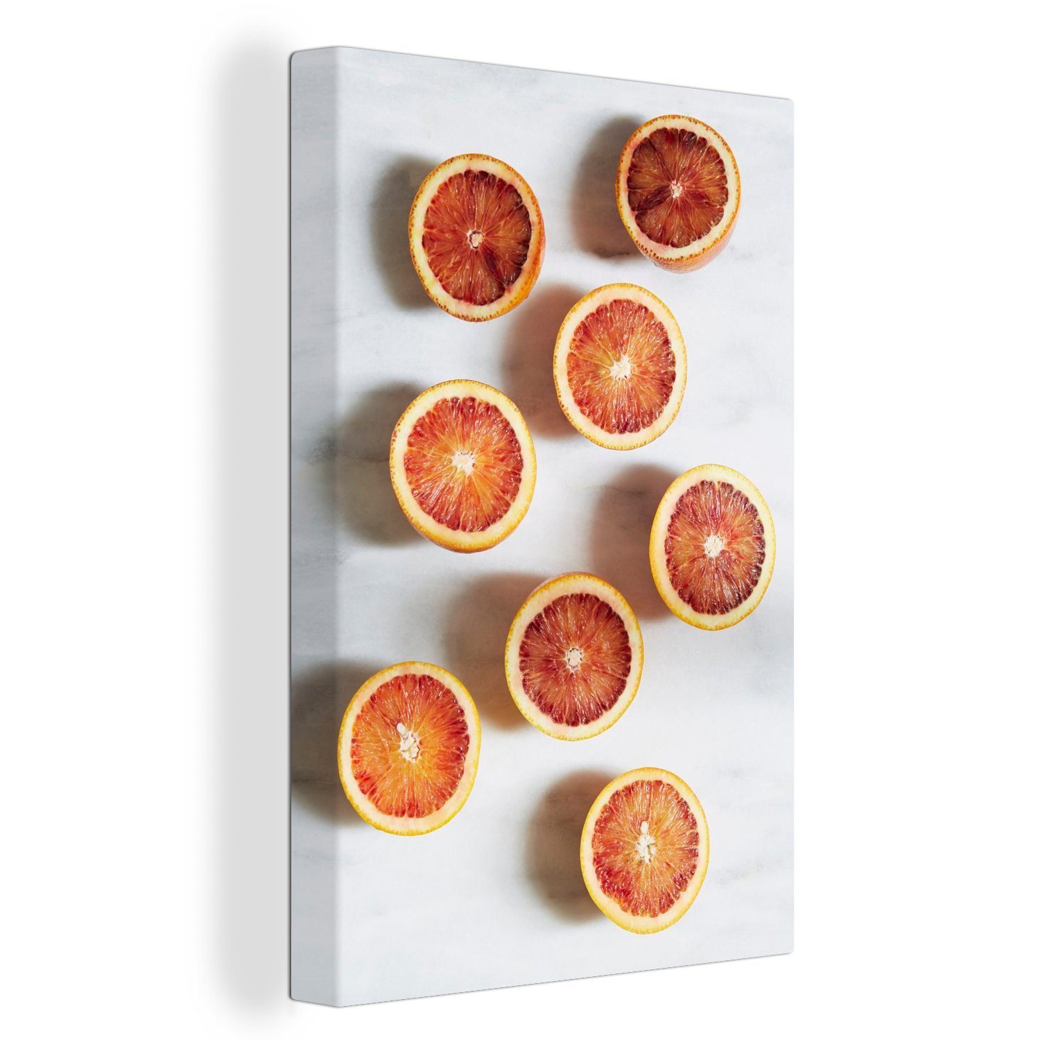 OneMillionCanvasses® Leinwandbild Obst - Zitrusfrüchte - Marmor, (1 St), Leinwandbild fertig bespannt inkl. Zackenaufhänger, Gemälde, 20x30 cm