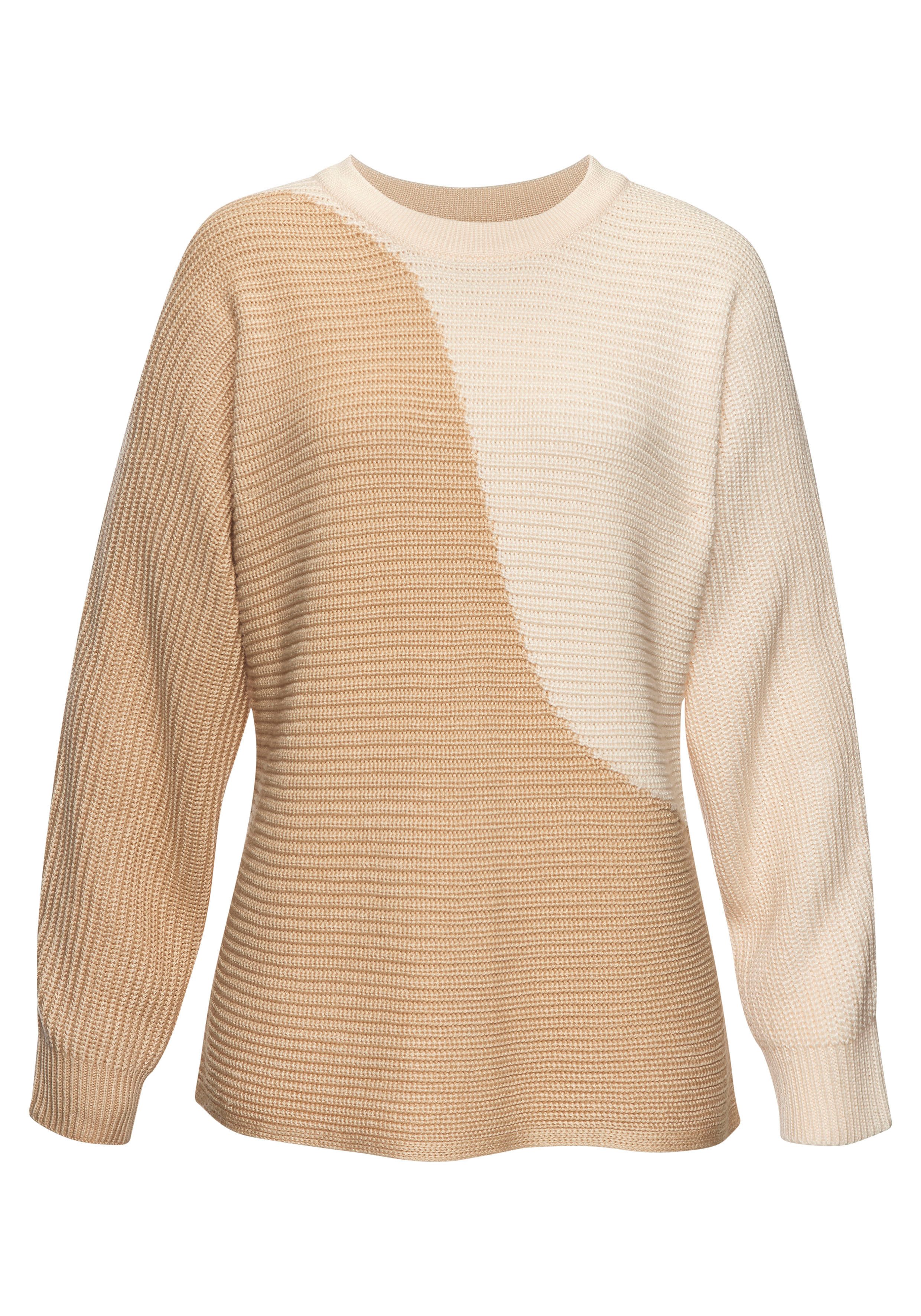 Vivance Strickpullover in Colorblock-Optik, Rundhals günstig online kaufen