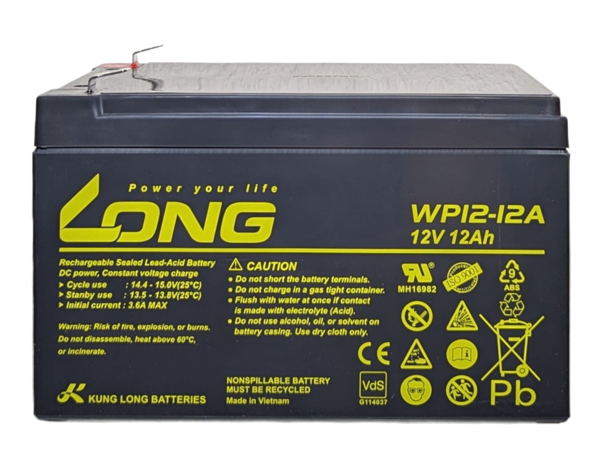 Akku Kung Long WP12-12 12V 12Ah AGM Blei Accu Batterie VdS AGM Bleiakkus