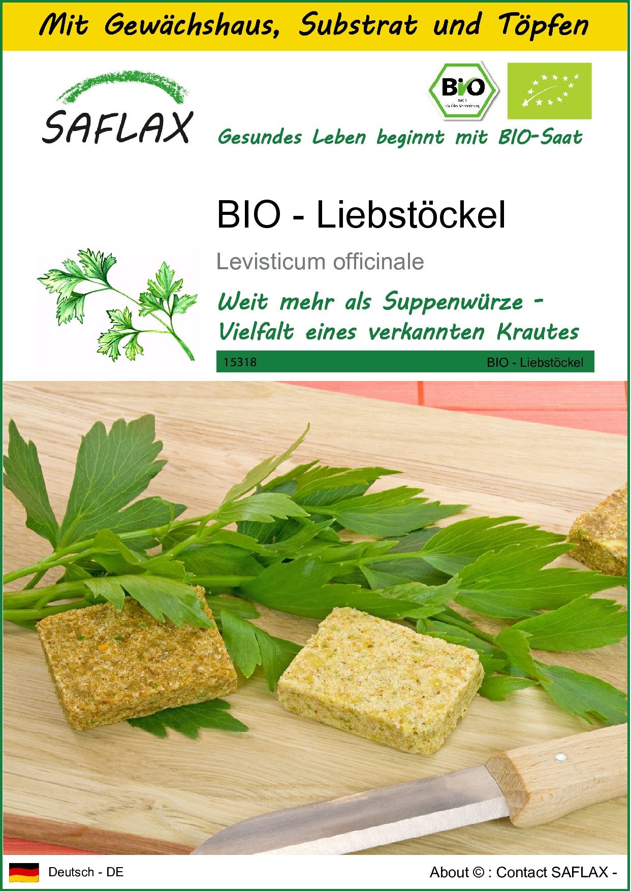 SAFLAX Kräutersamen SAFLAX - Anzuchtset - BIO - Liebstöckel