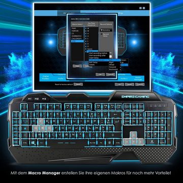 EMPIRE GAMING LED RGB Hintergrundbeleuchtung Tastatur- und Maus-Set, Gamer Deutsches QWERTZ, Halbmechanisch, 7 Tasten 7200 DPI
